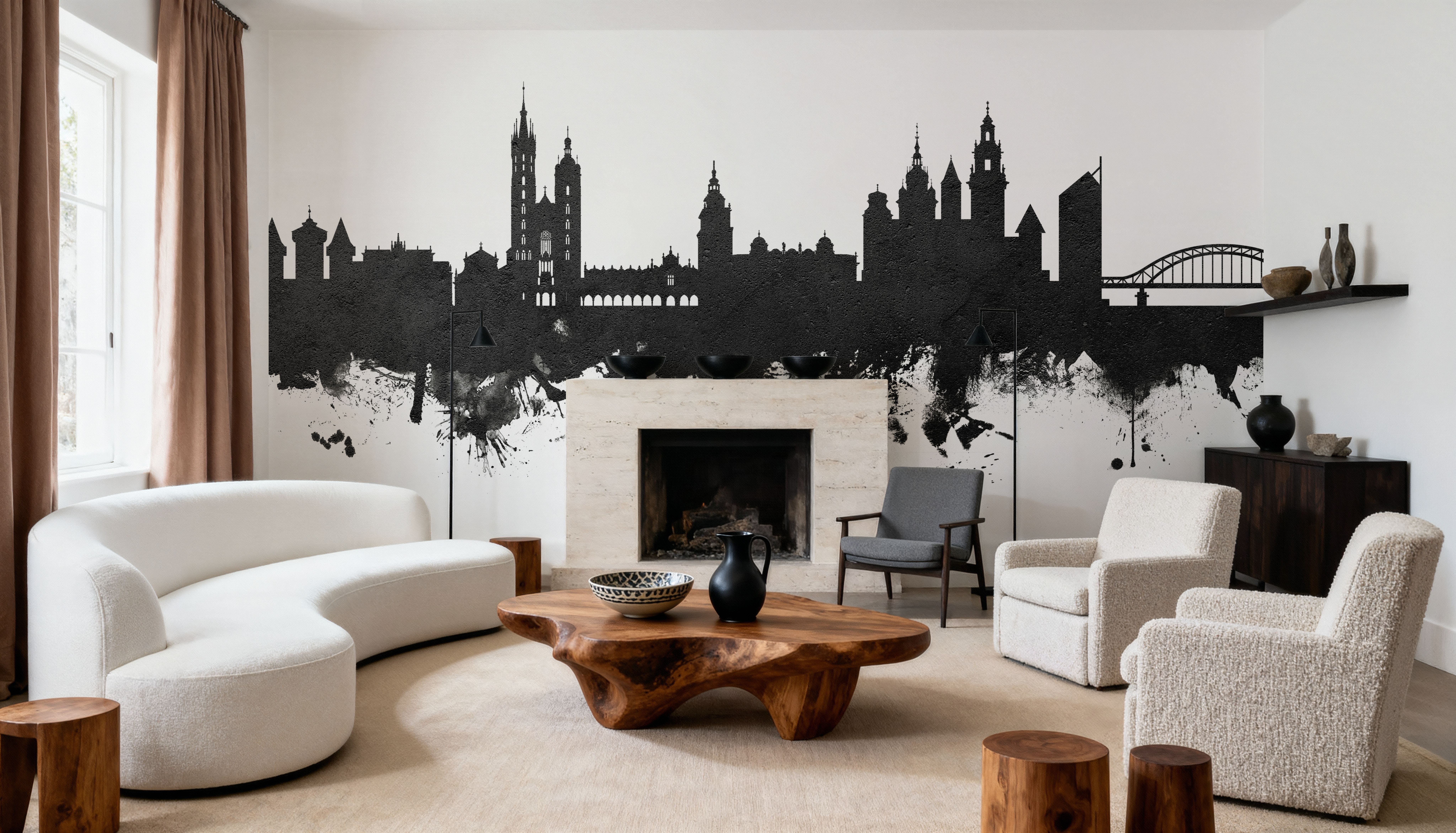 Krakow Skyline Black & White