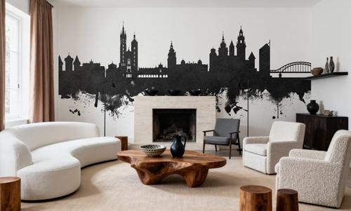 Krakow Skyline Black & White