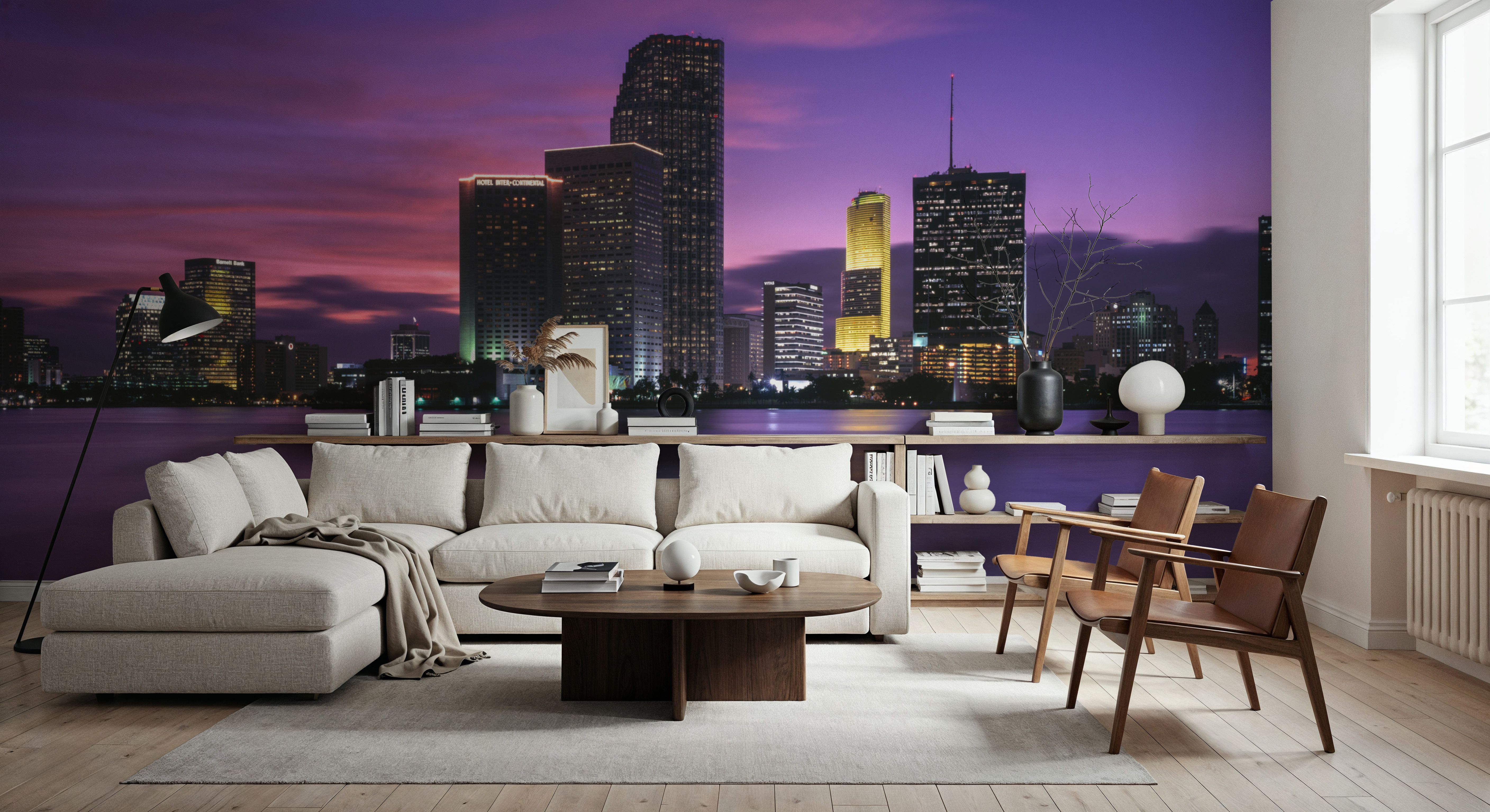 Sunset Pink Twilight Metropolis, Wallpaper