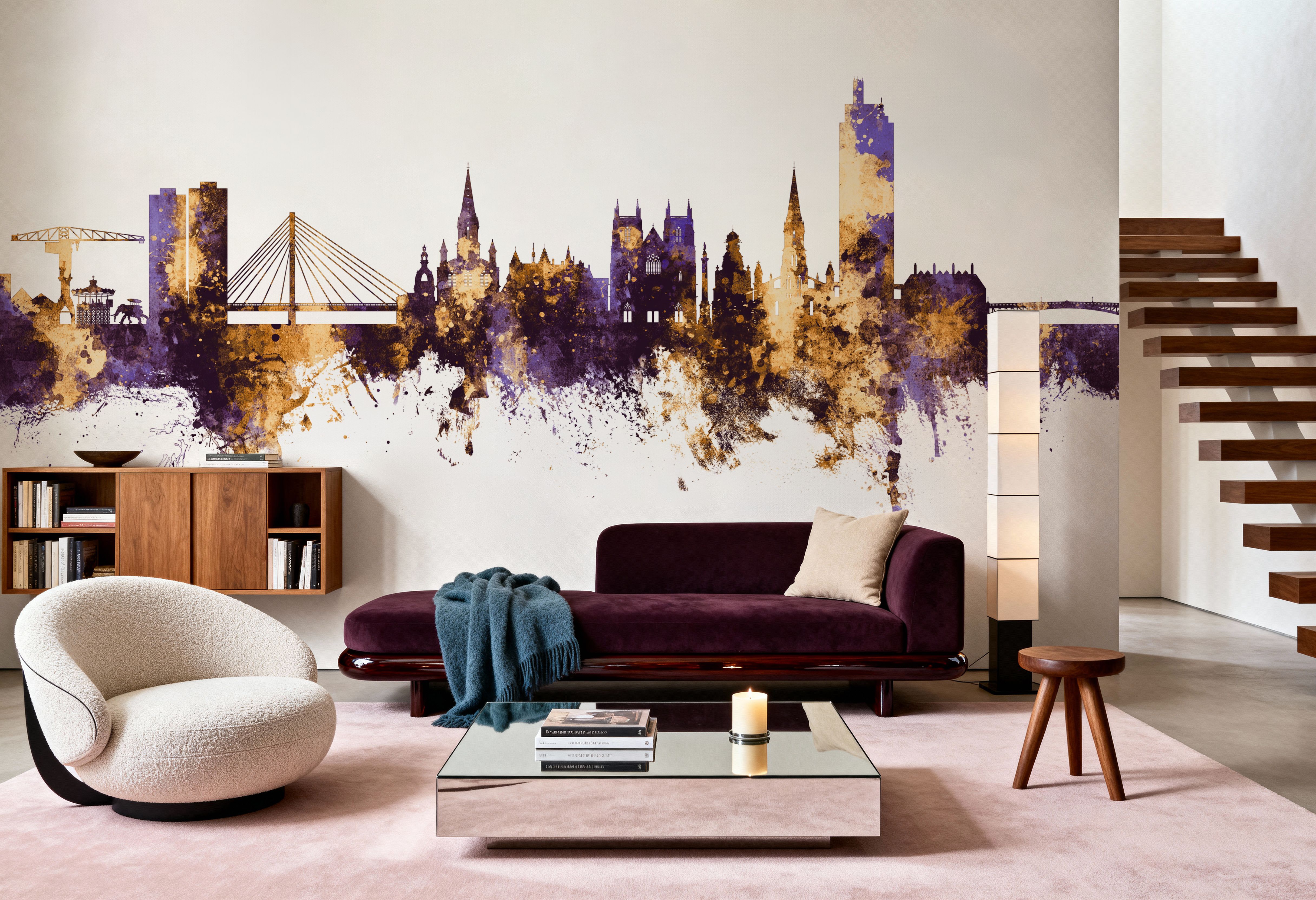 Nantes France Skyline Purple & Gold