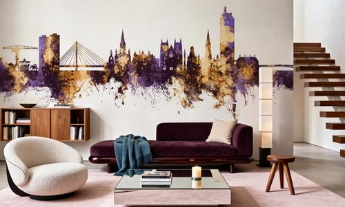 Nantes France Skyline Purple & Gold