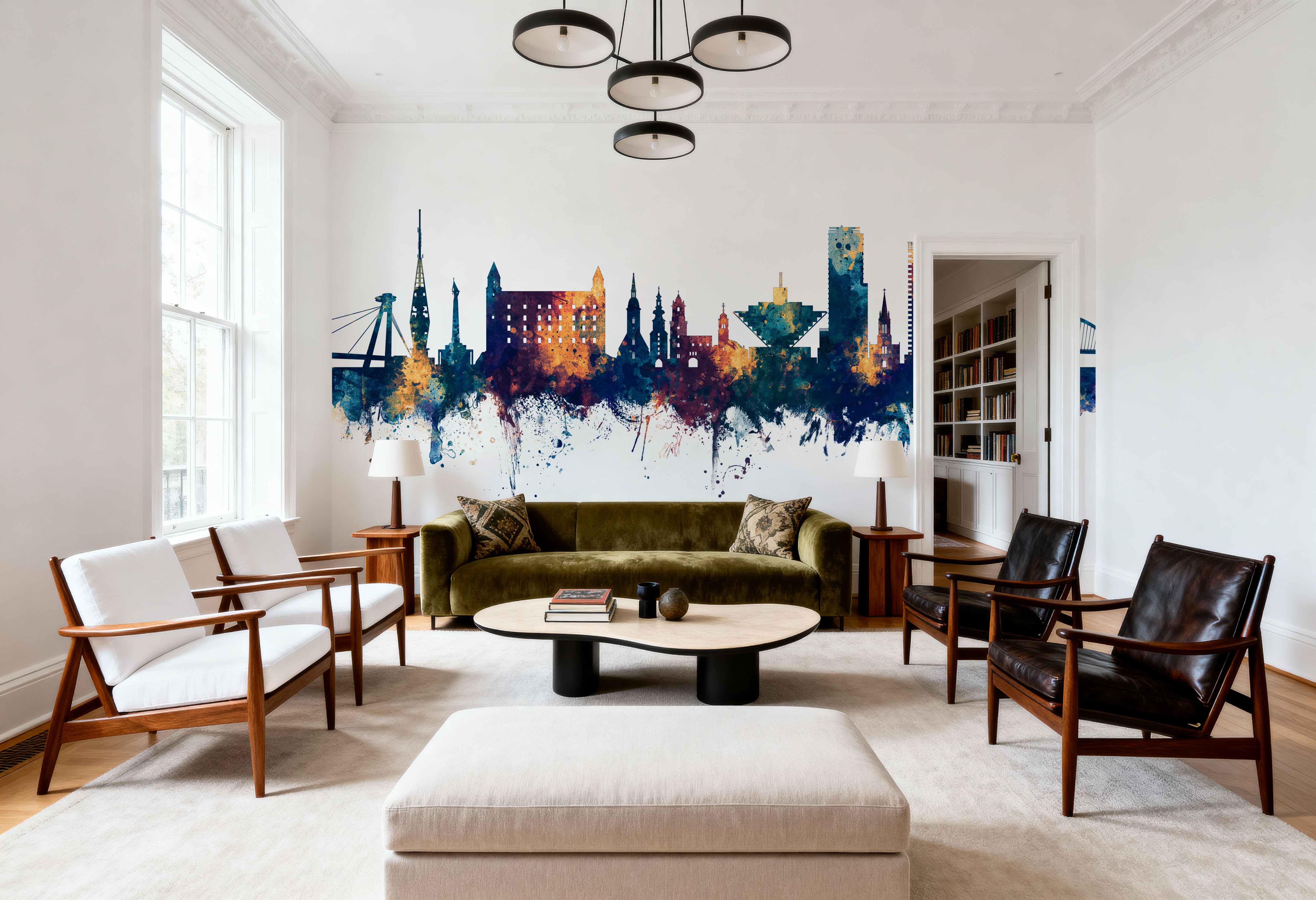 Bratislava Slovakia Skyline Blue & Bronze, Wallpaper