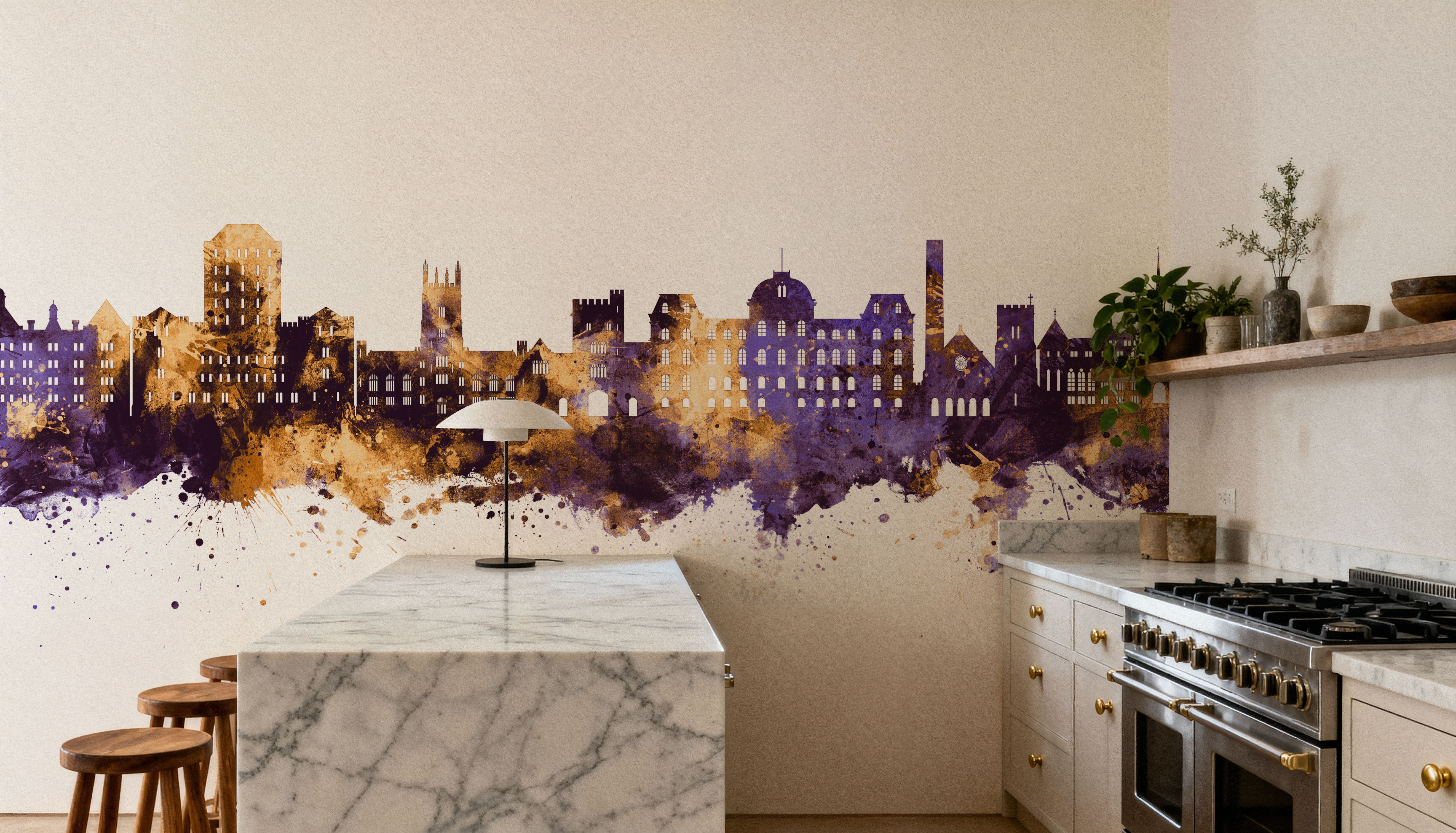 Poughkeepsie New York Skyline  Purple & Gold