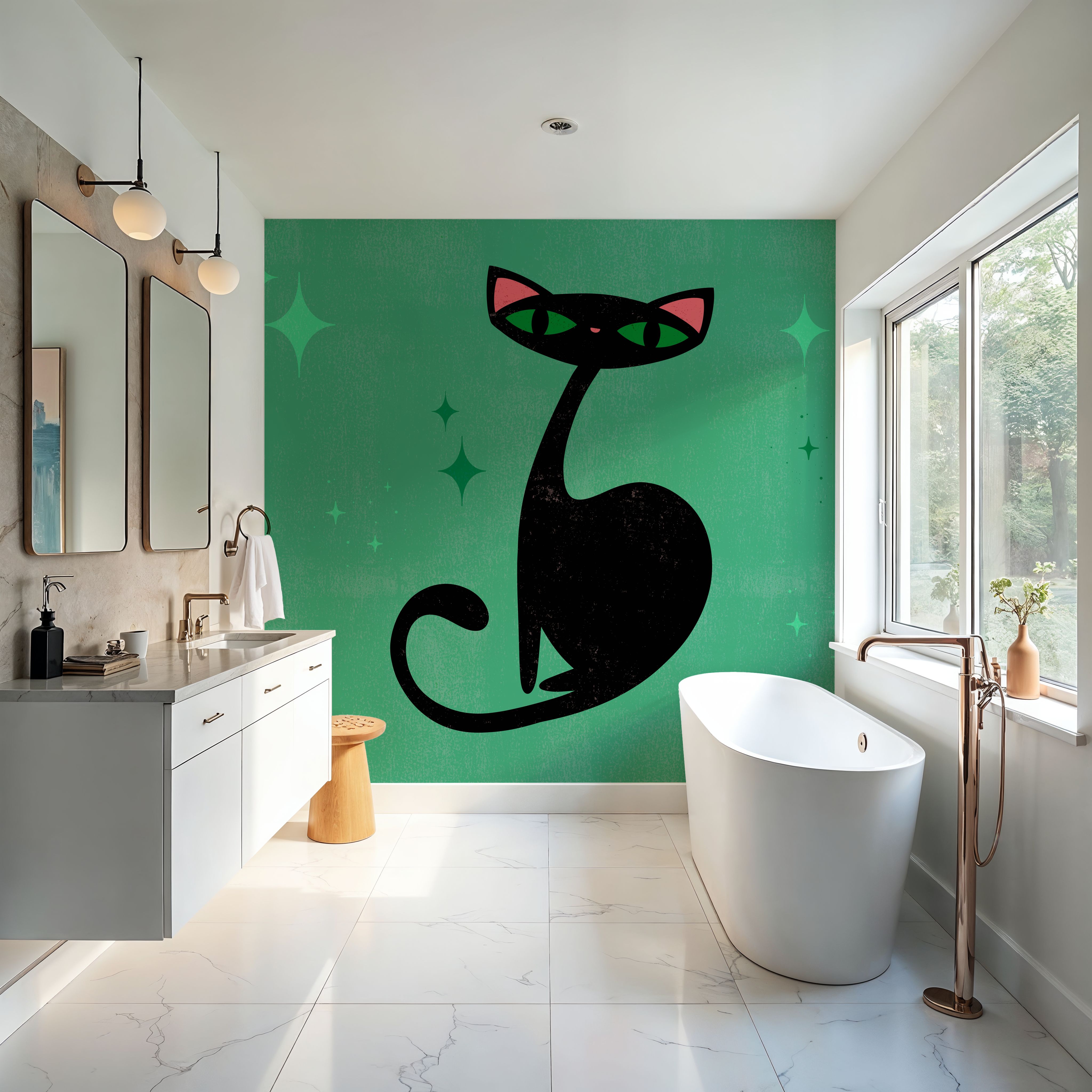 Retro Cat, Green