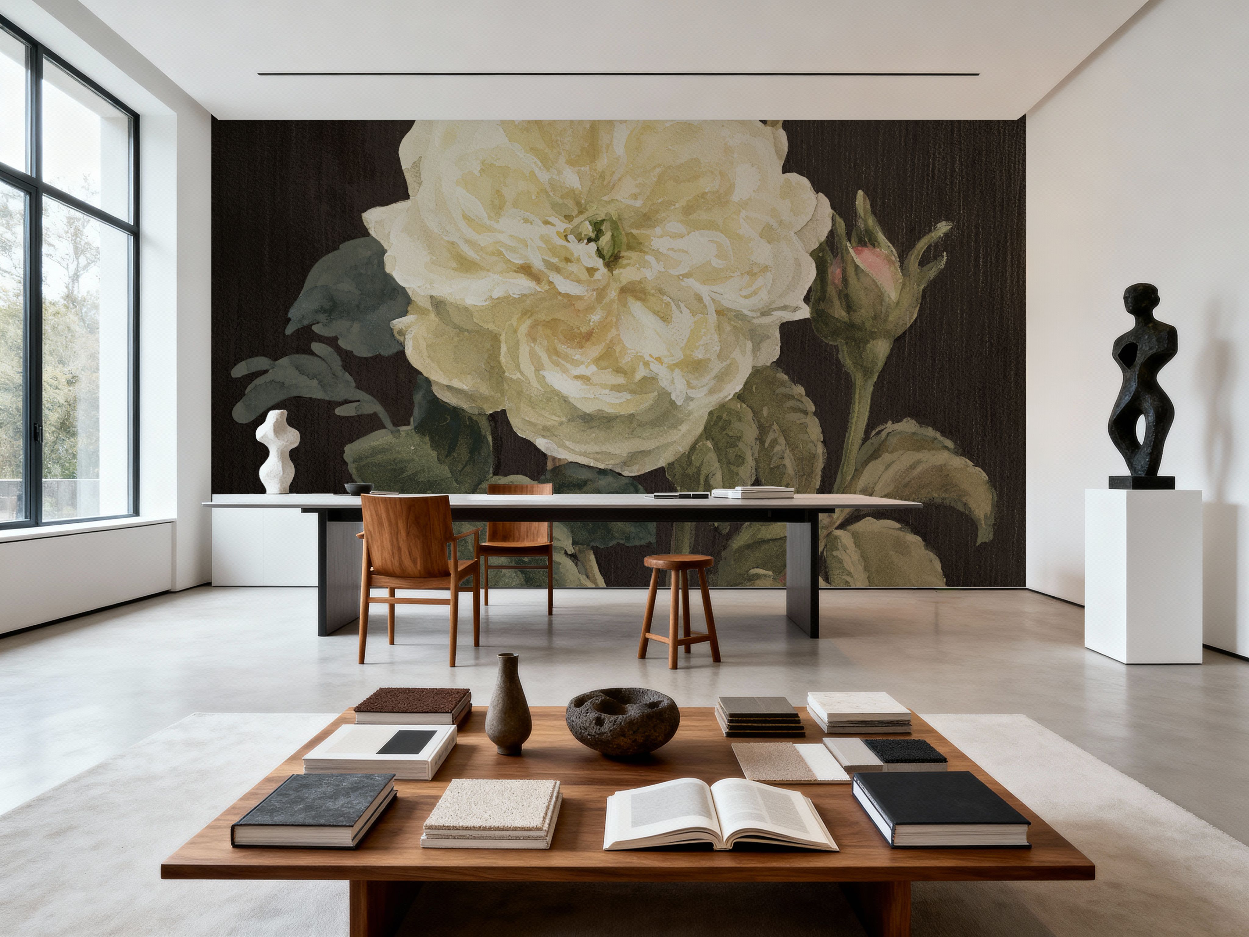 Heirloom White Rose on Black