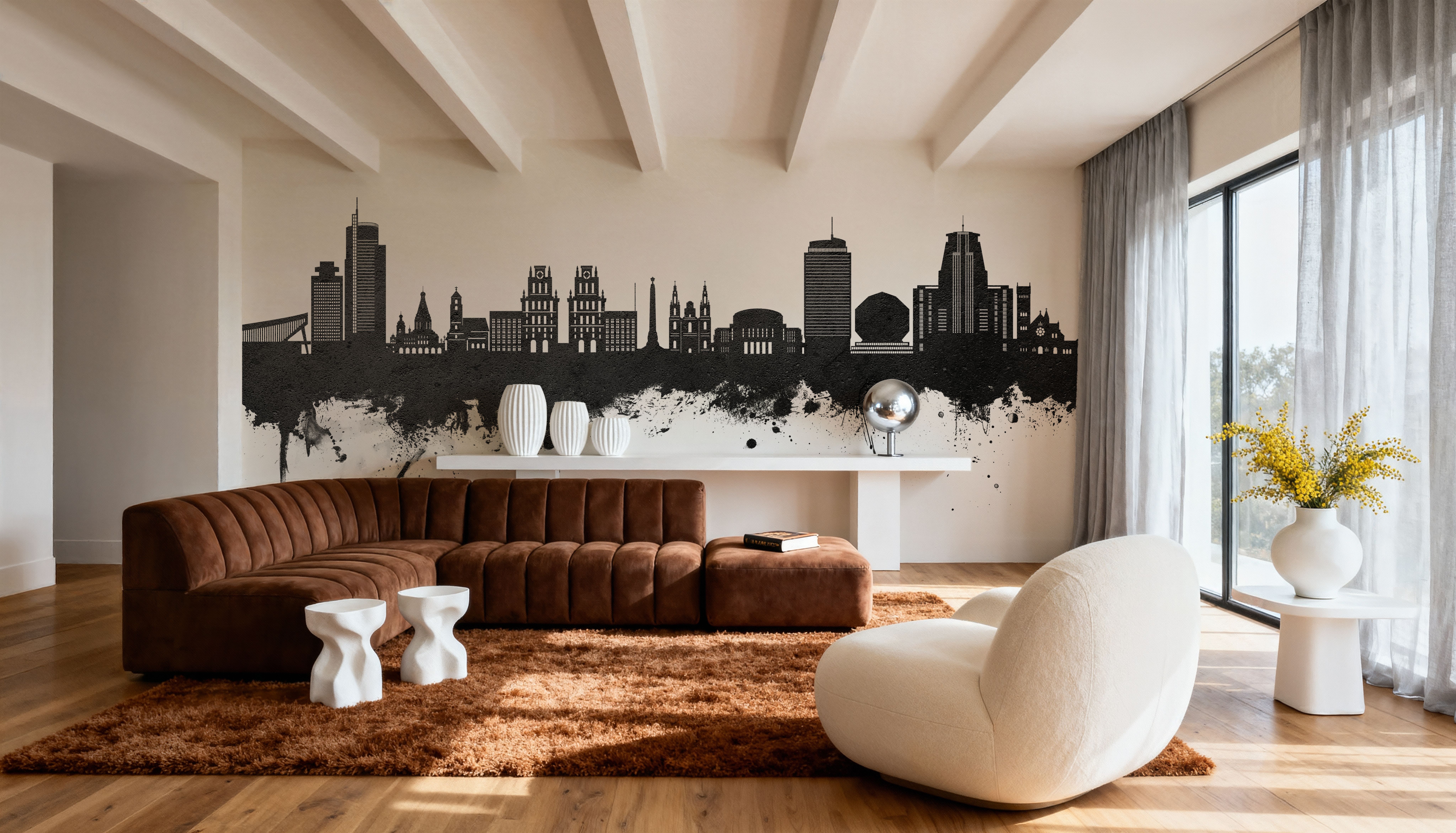 Minsk Belarus Skyline Black & White