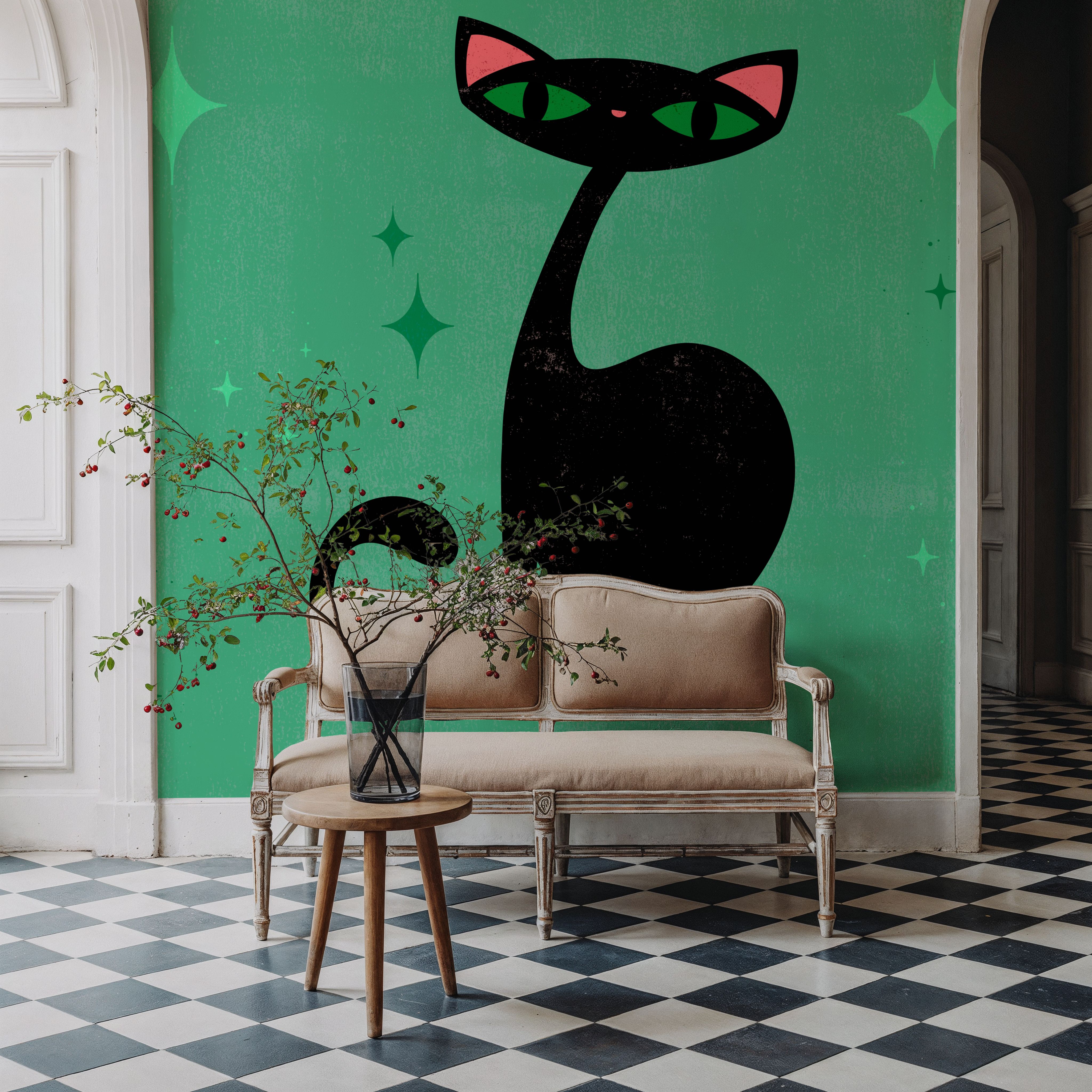 Retro Cat, Green
