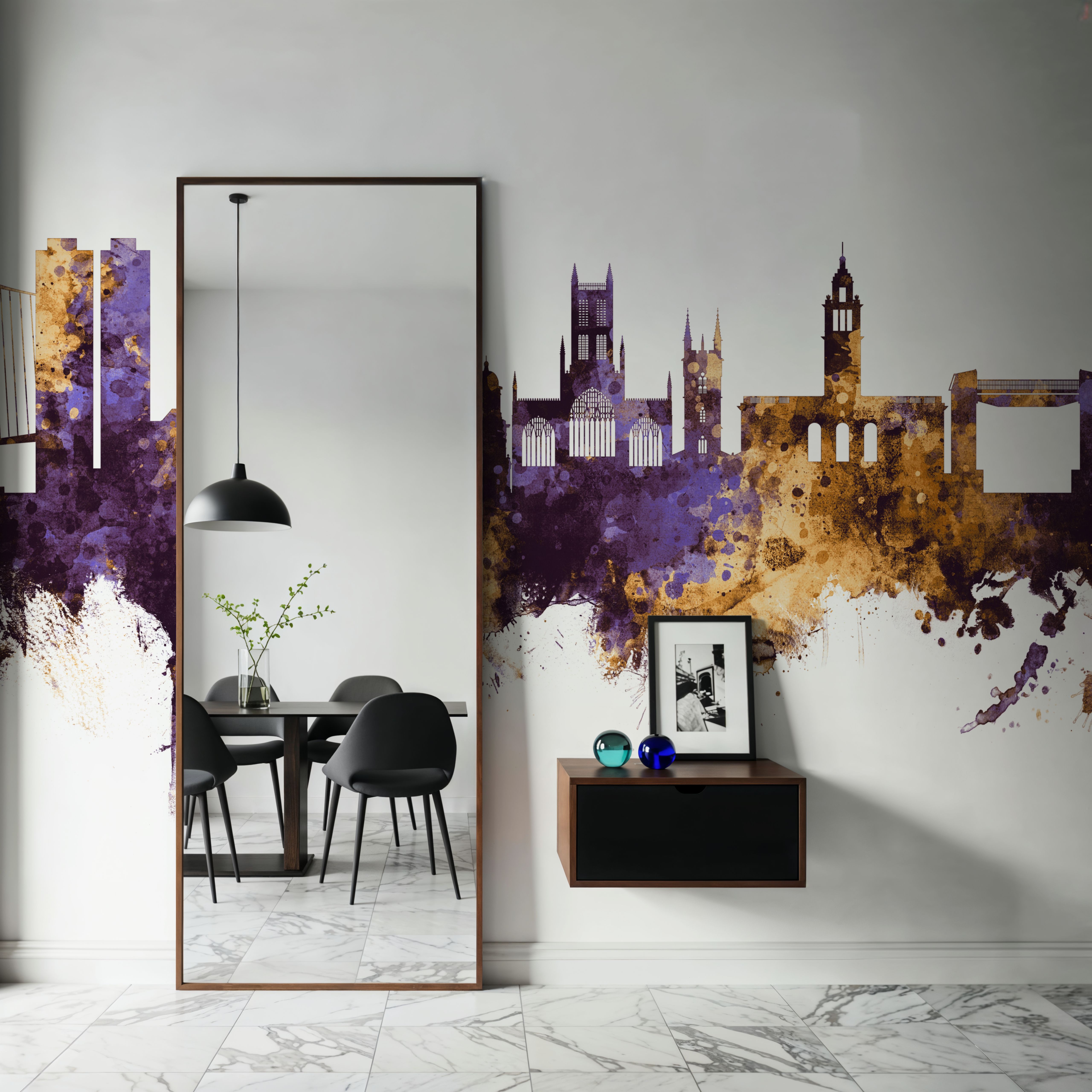 Kingston upon Hull England Skyline Purple & Gold