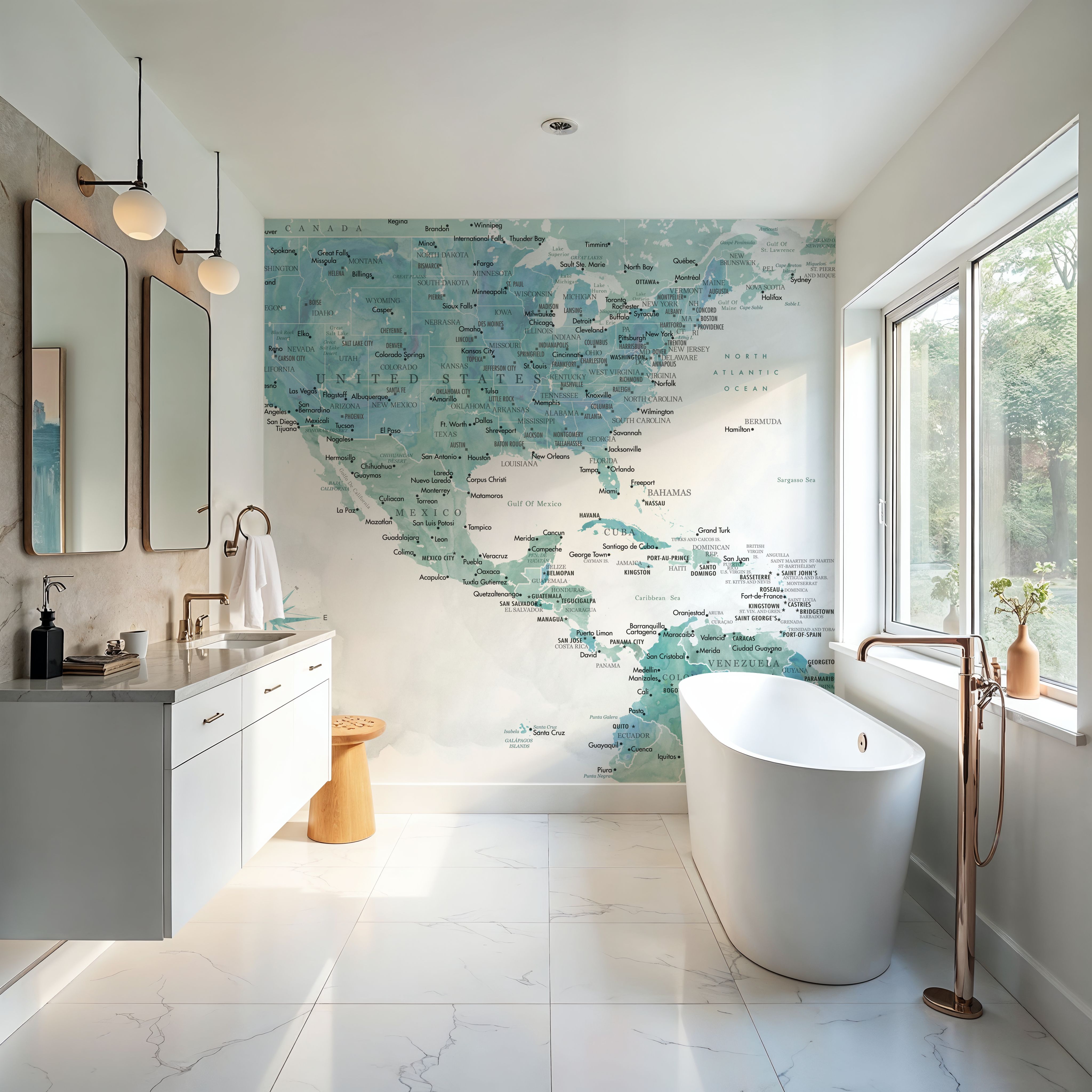 US Mexico Caribbean Map - Aquamar Wash