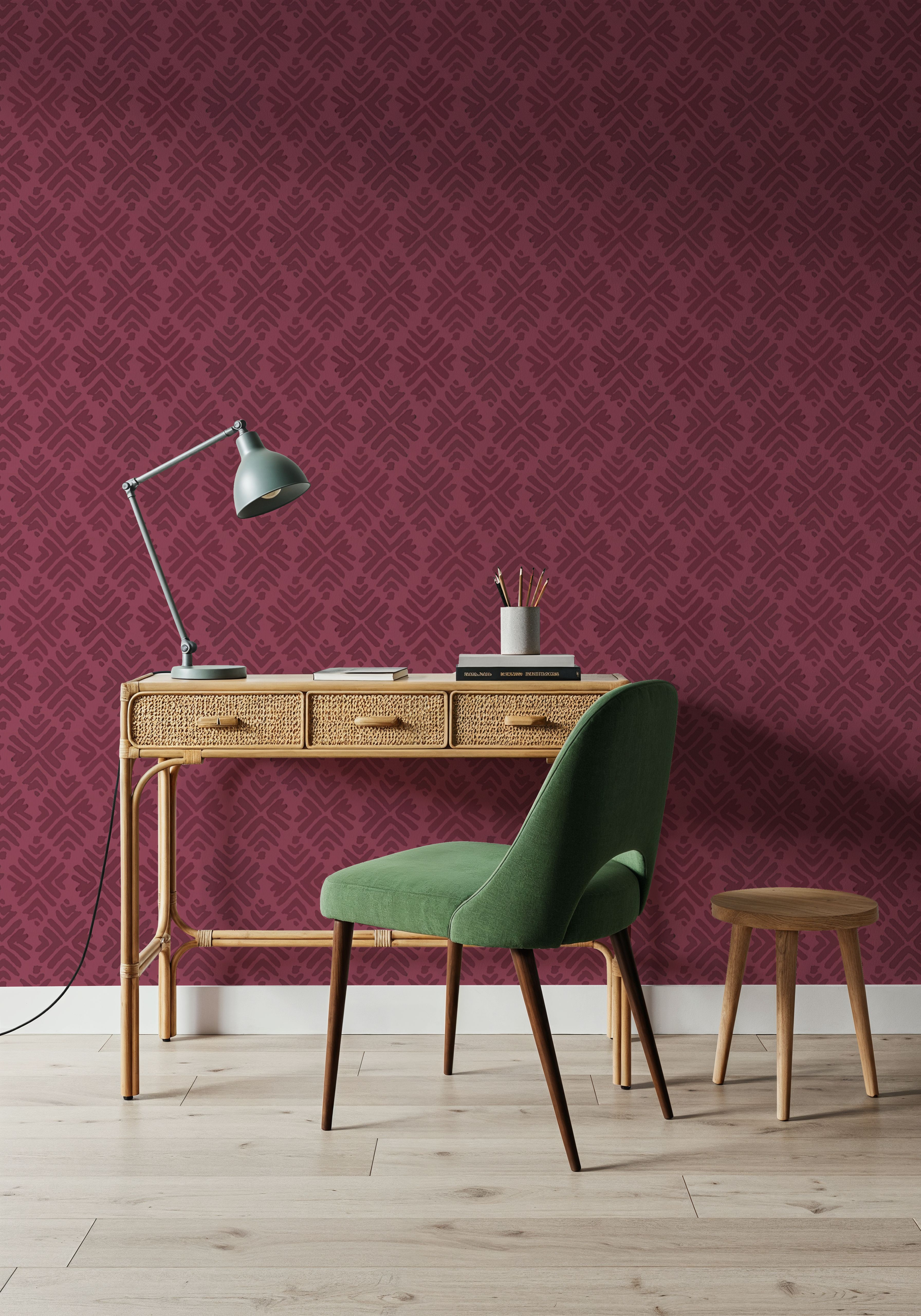 Bohemian Leaves Burgundy