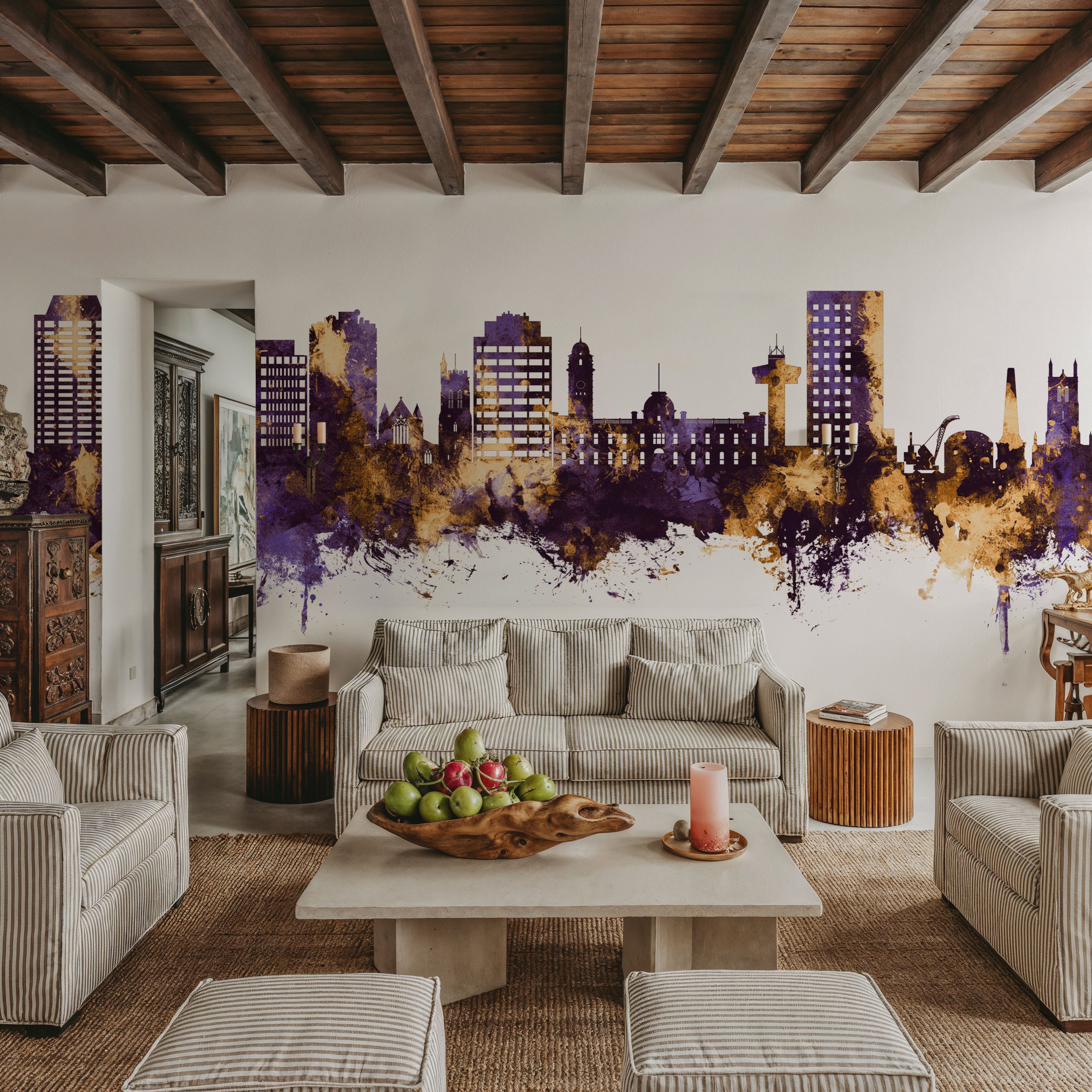 Hobart Australia Skyline Purple & Gold