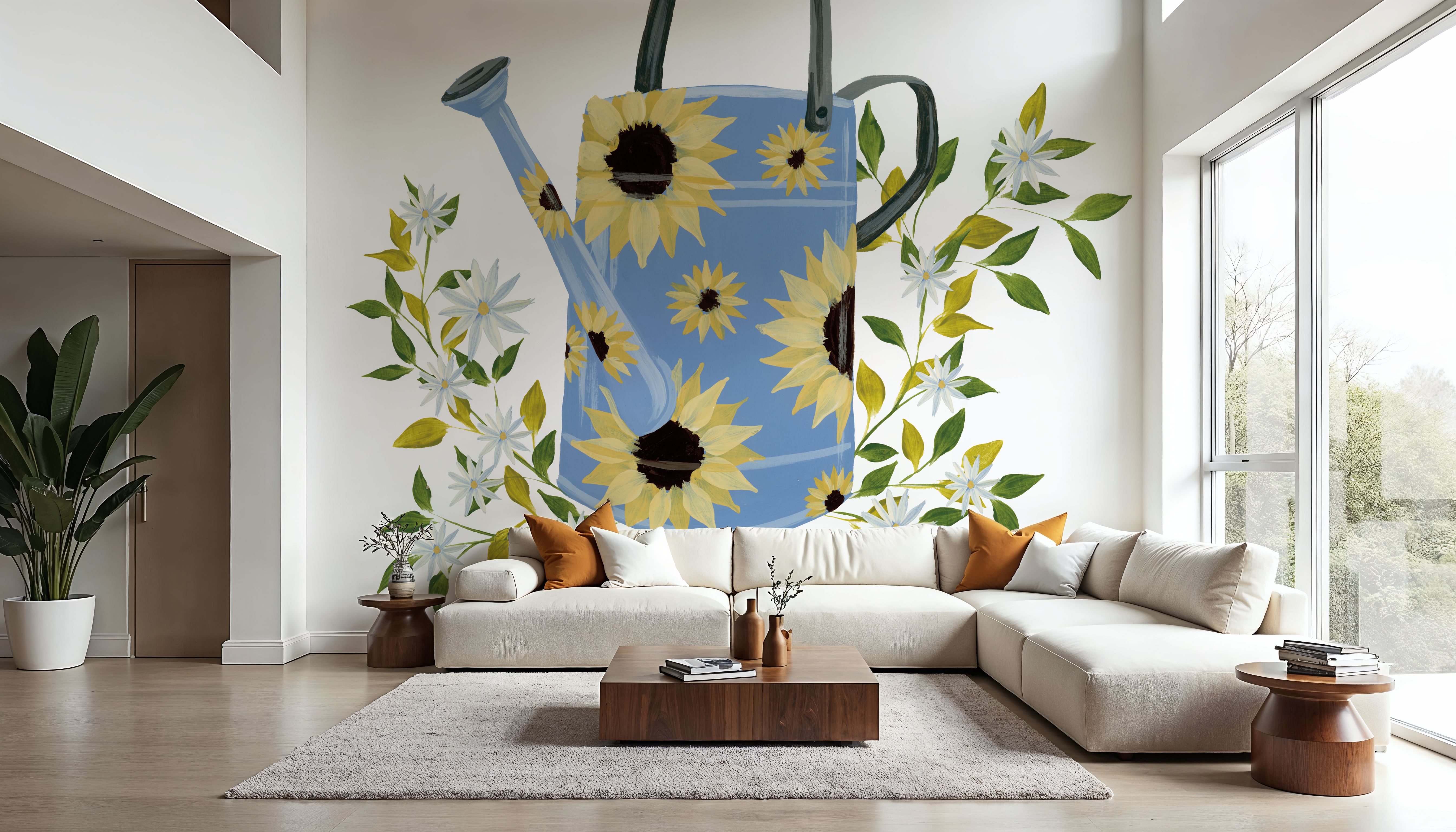 Watering Can with Daisies