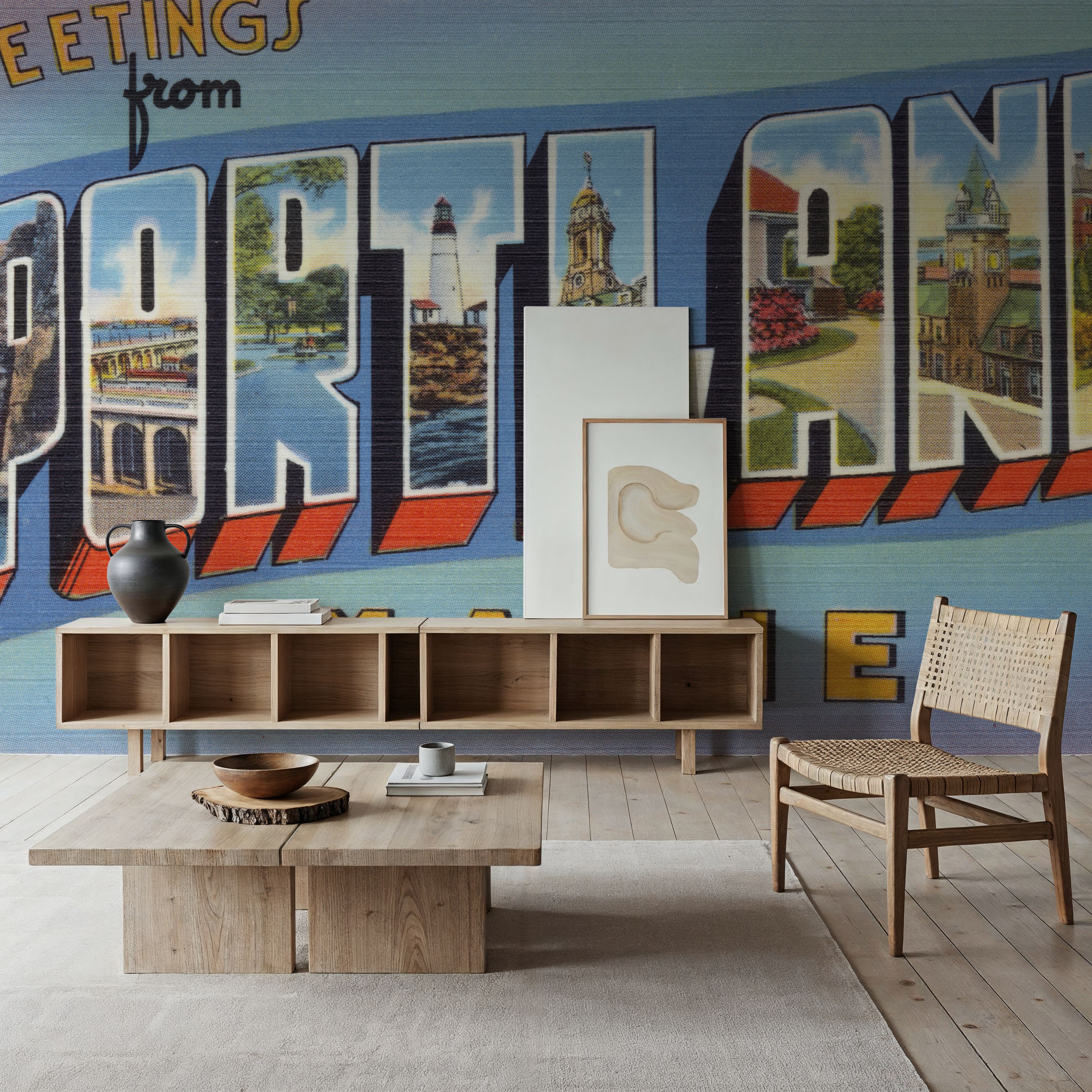 Greetings from Portland MA. - Screenprint Postcard