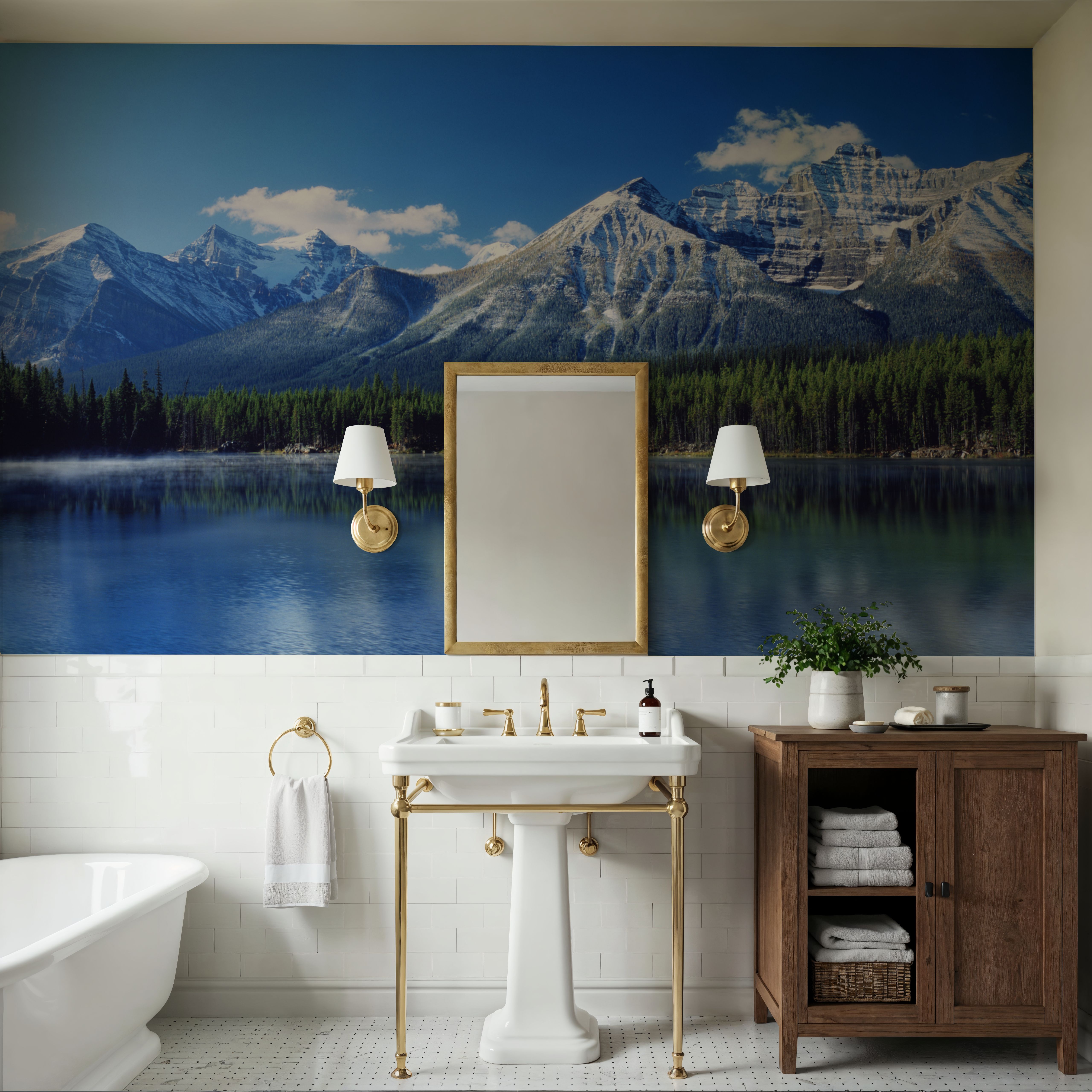 Mountain Lake Reflection Deep Blue