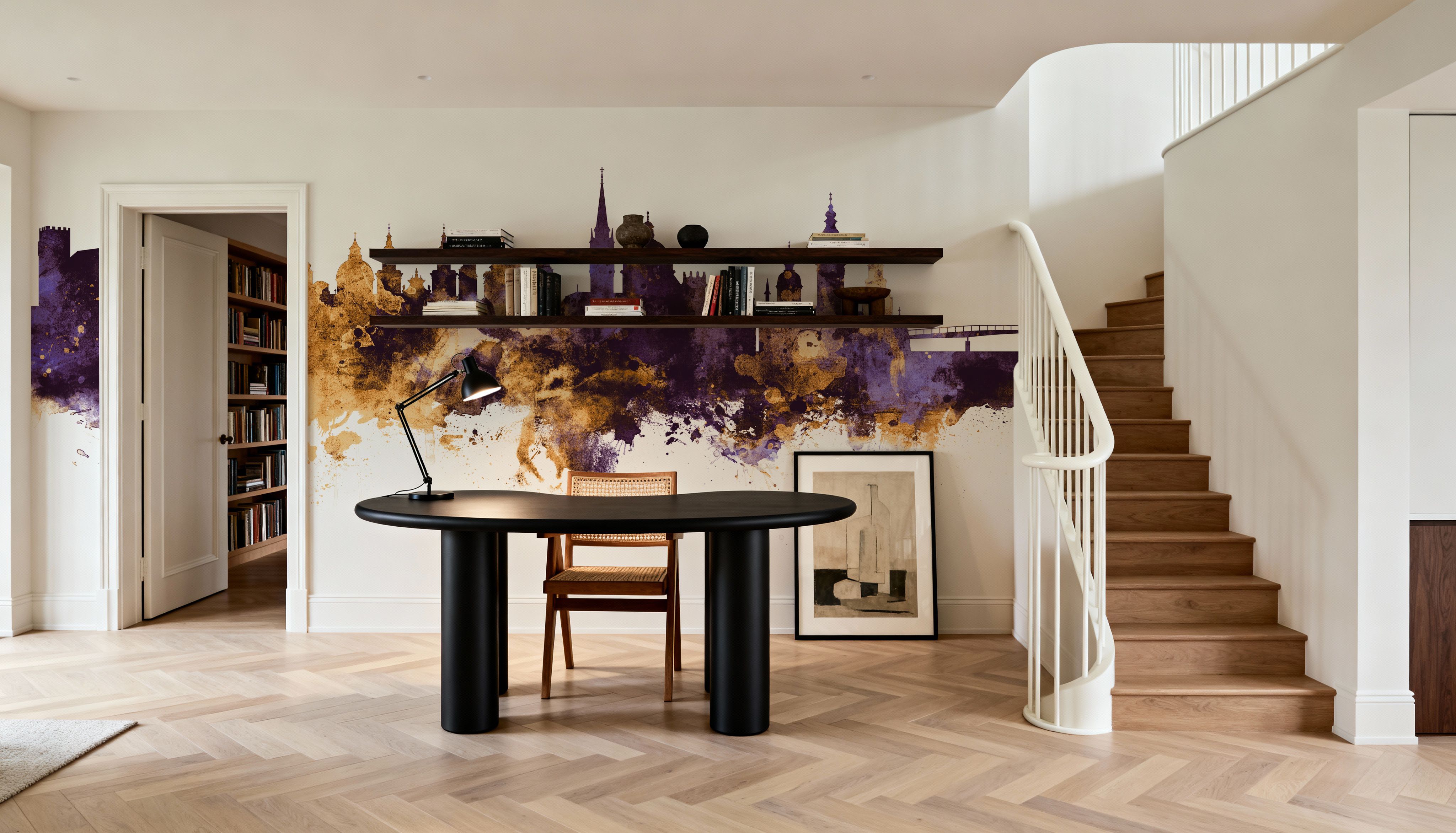 Salzburg Austria Skyline Purple & Gold, Tapeten