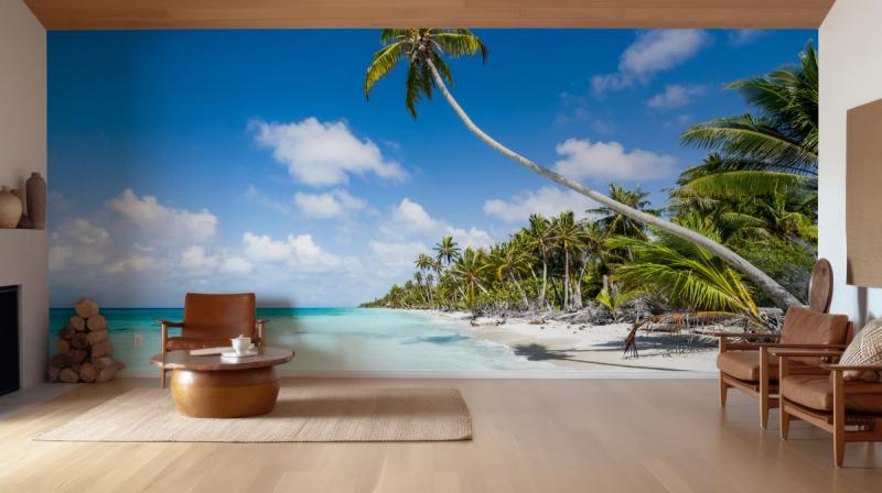 Tropical Beach on Fakarava wallpaper mural 100% PVC-free and non-toxic