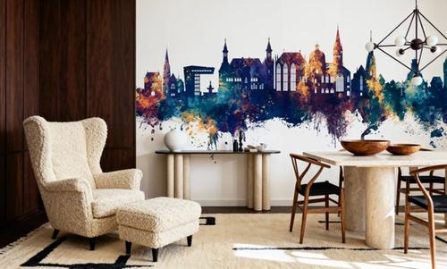 Aachen Germany Skyline Blue & Bronze