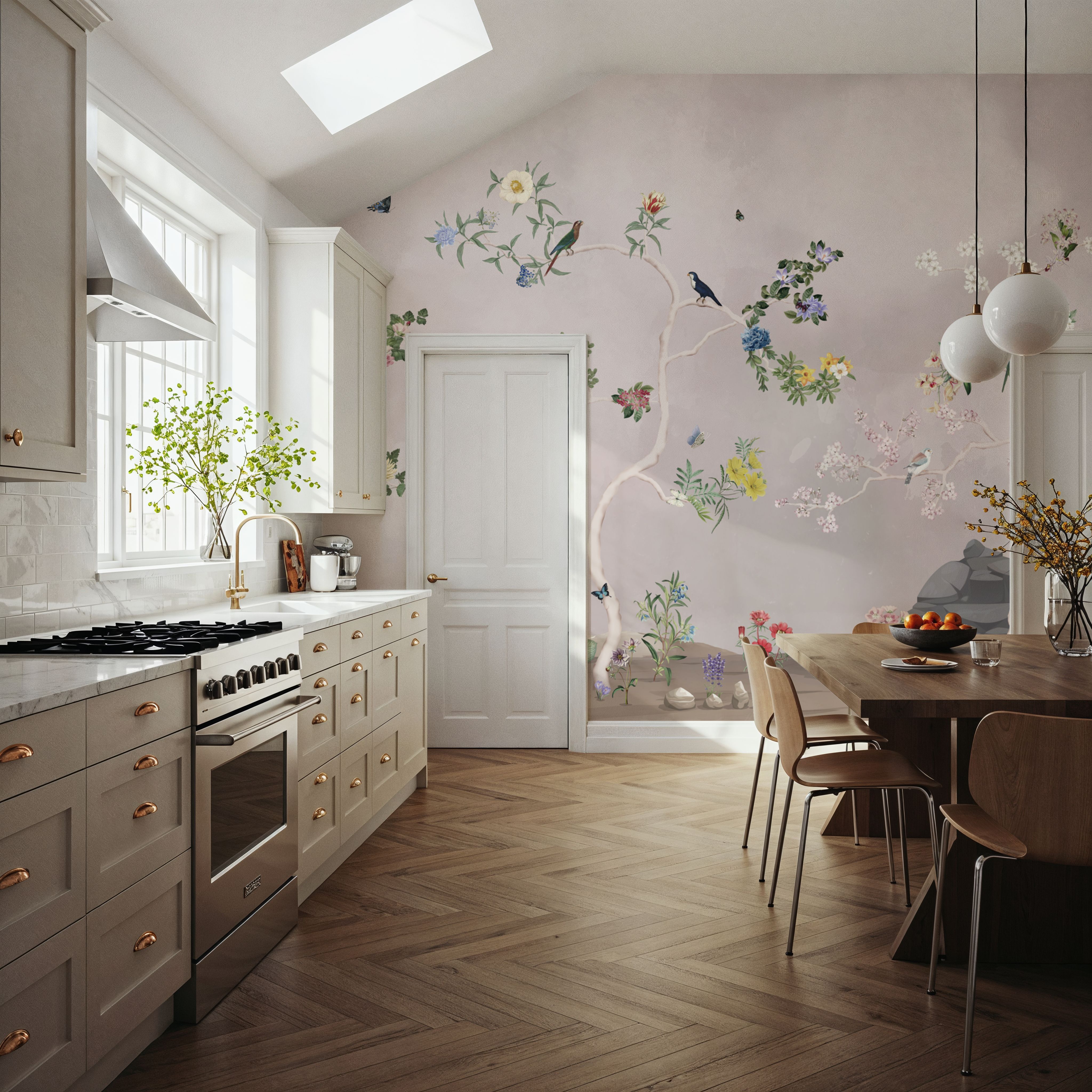 Birds in the Garden Gray