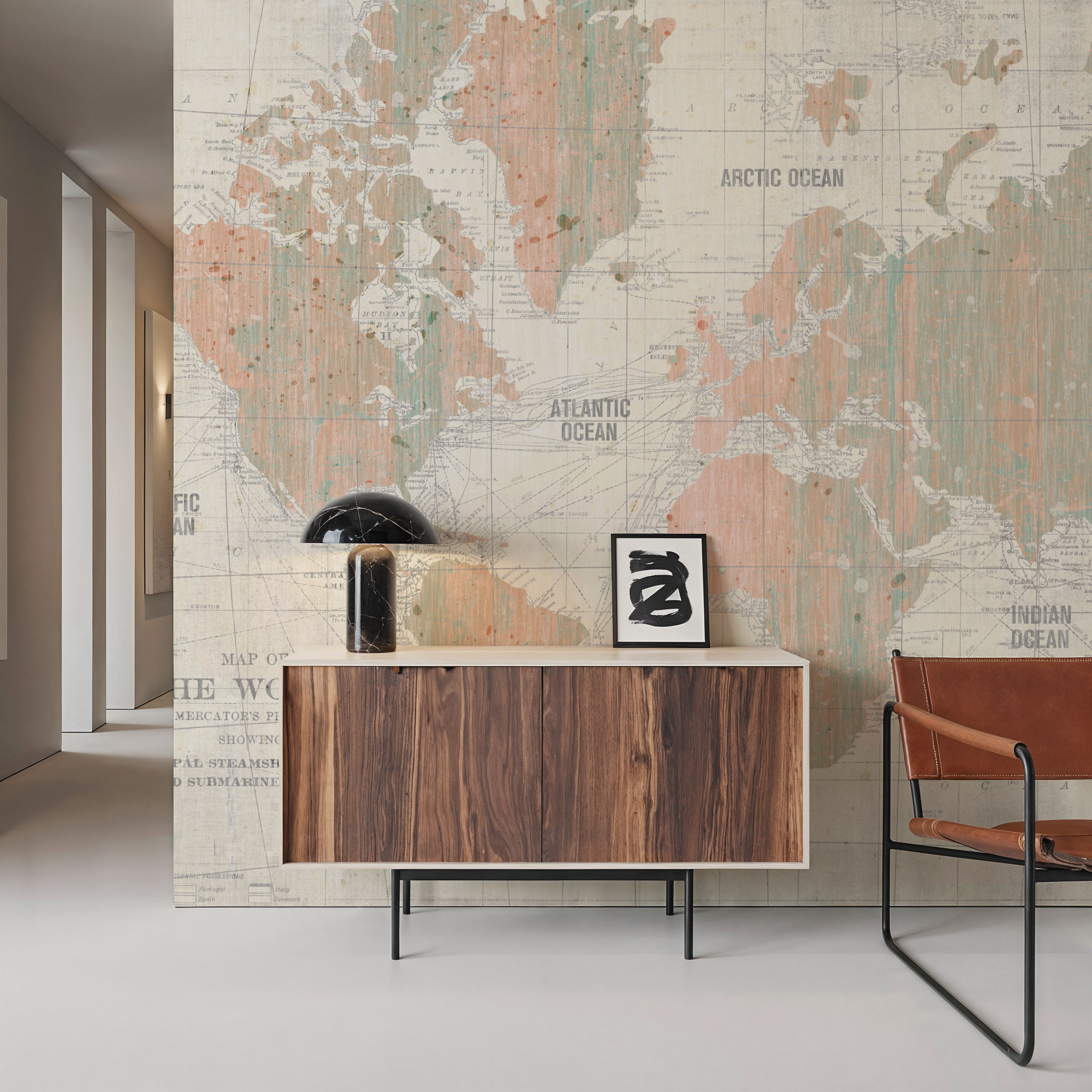 Old World Map Blush and Mint