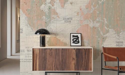 Old World Map Blush and Mint
