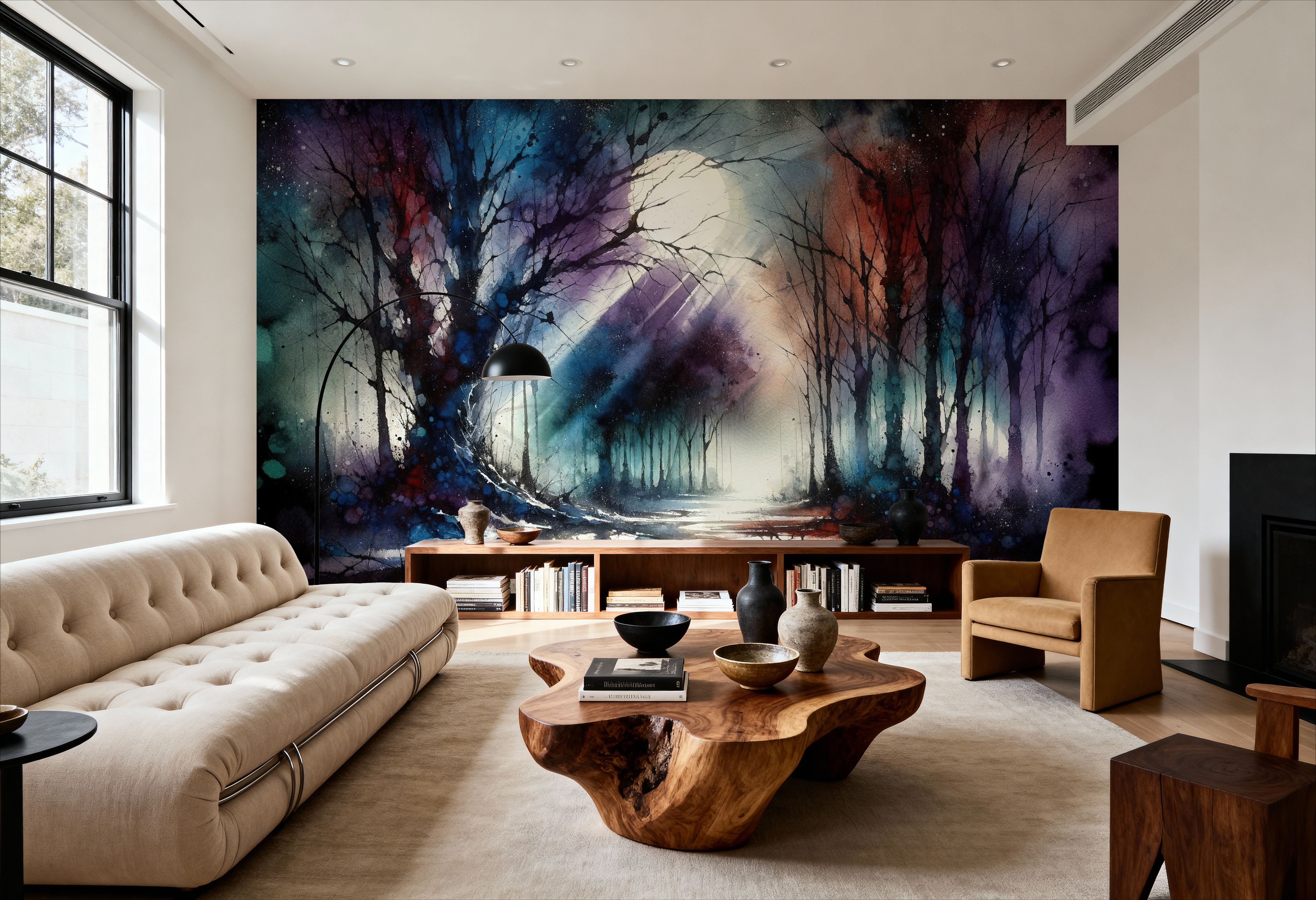 Mystical Moonlit Forest Scene