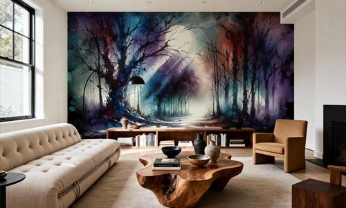 Mystical Moonlit Forest Scene