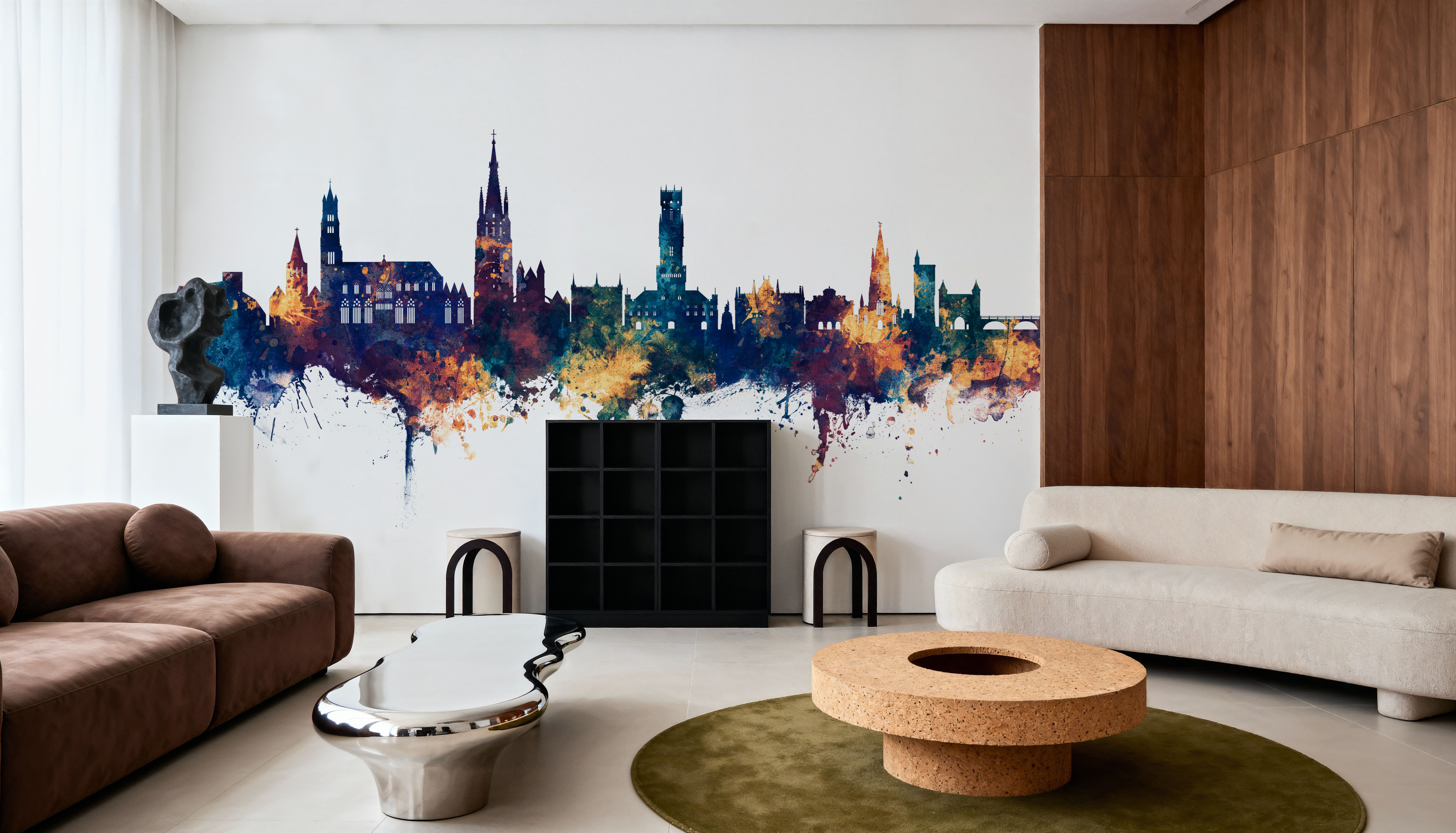 Bruges Belgium Skyline Blue & Bronze