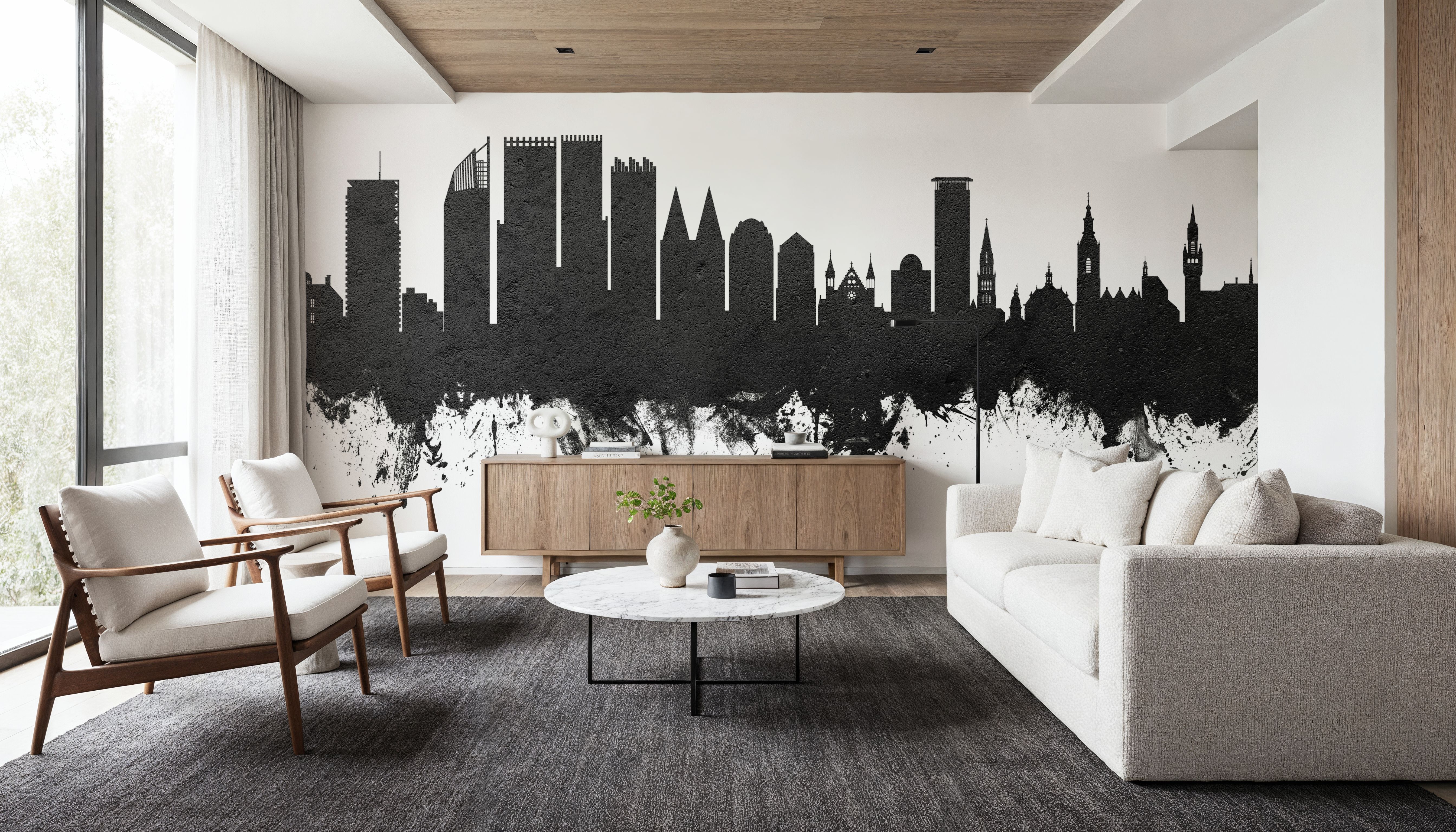 The Hauge Netherlands Skyline Black & White