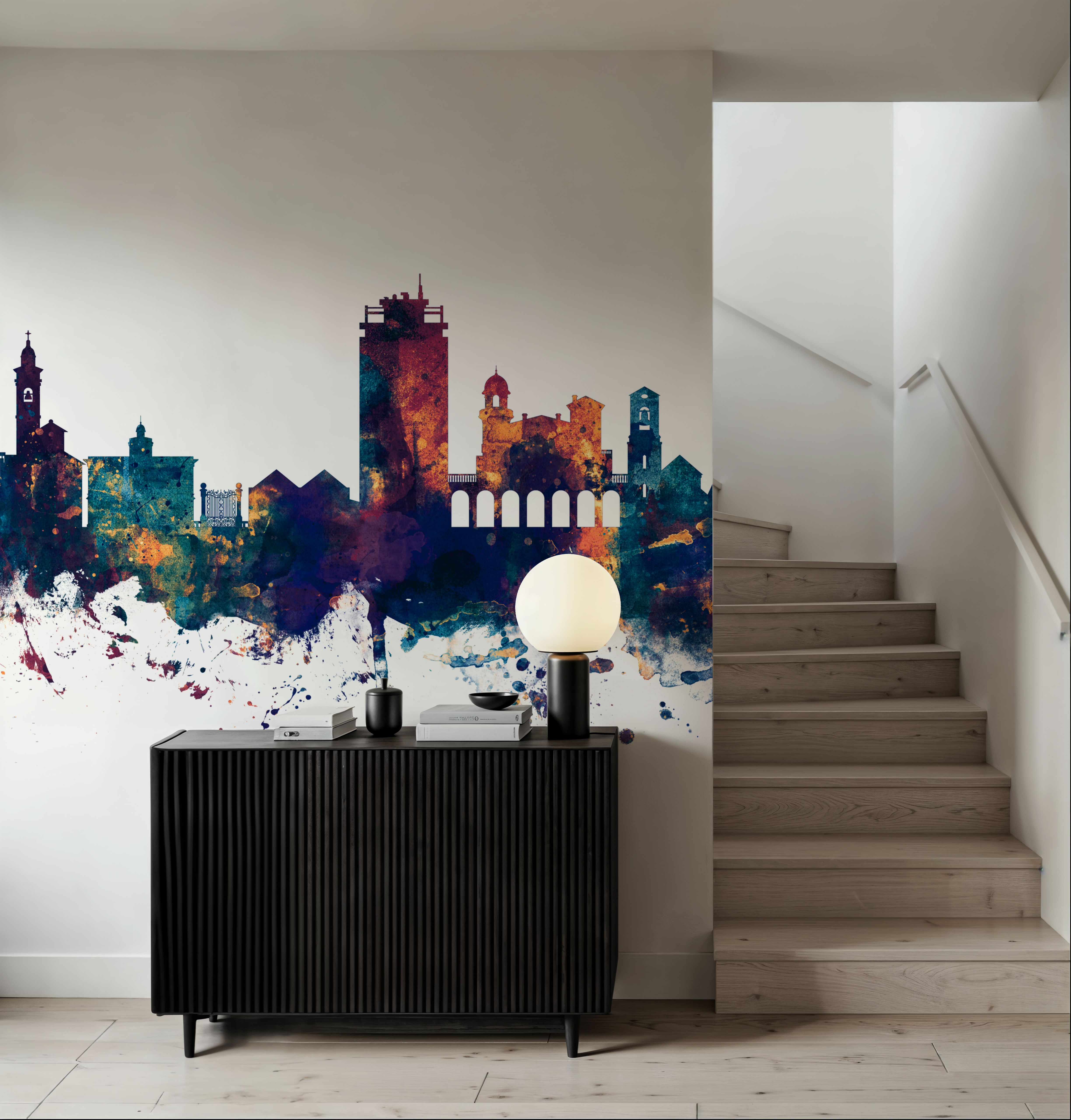 Lugano Switzerland Skyline Blue & Bronze