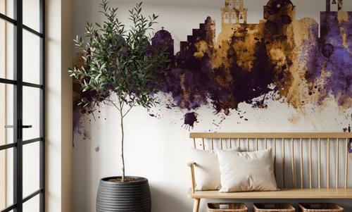 Santorini Skyline Purple & Gold