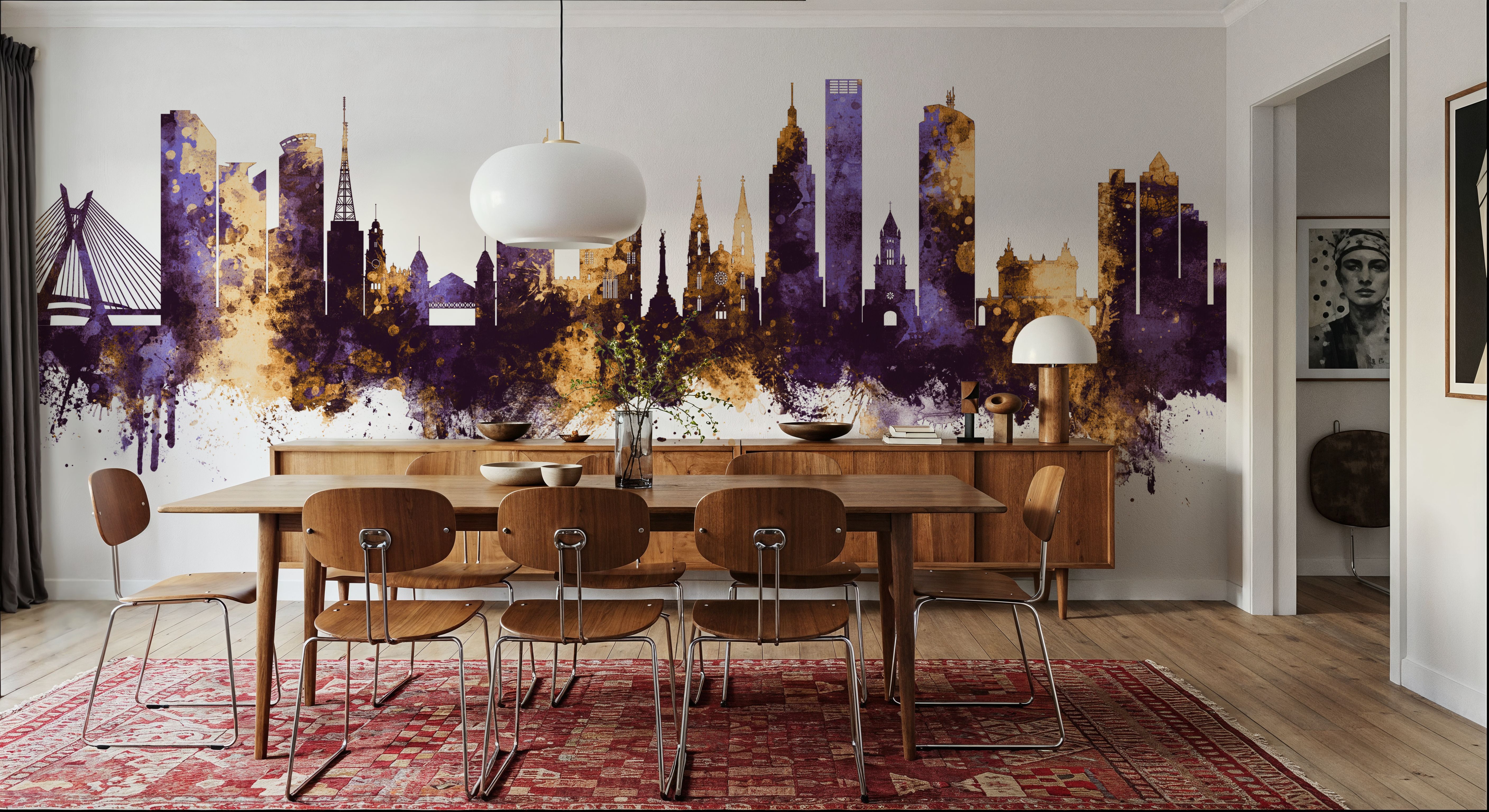 São Paulo Brazil Skyline Purple & Gold, Wallpaper