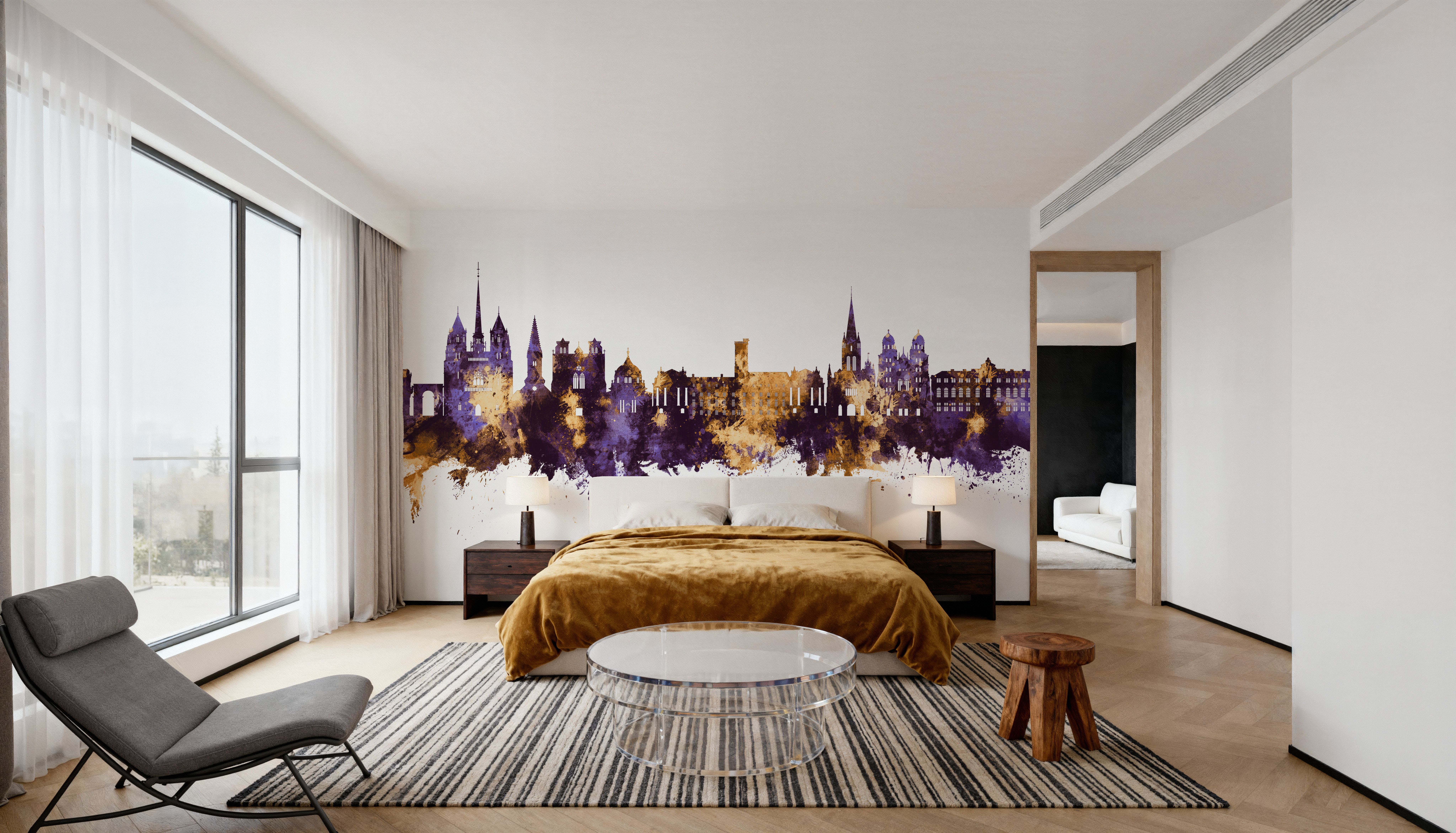 Dijon France Skyline Purple & Gold, Papel pintado