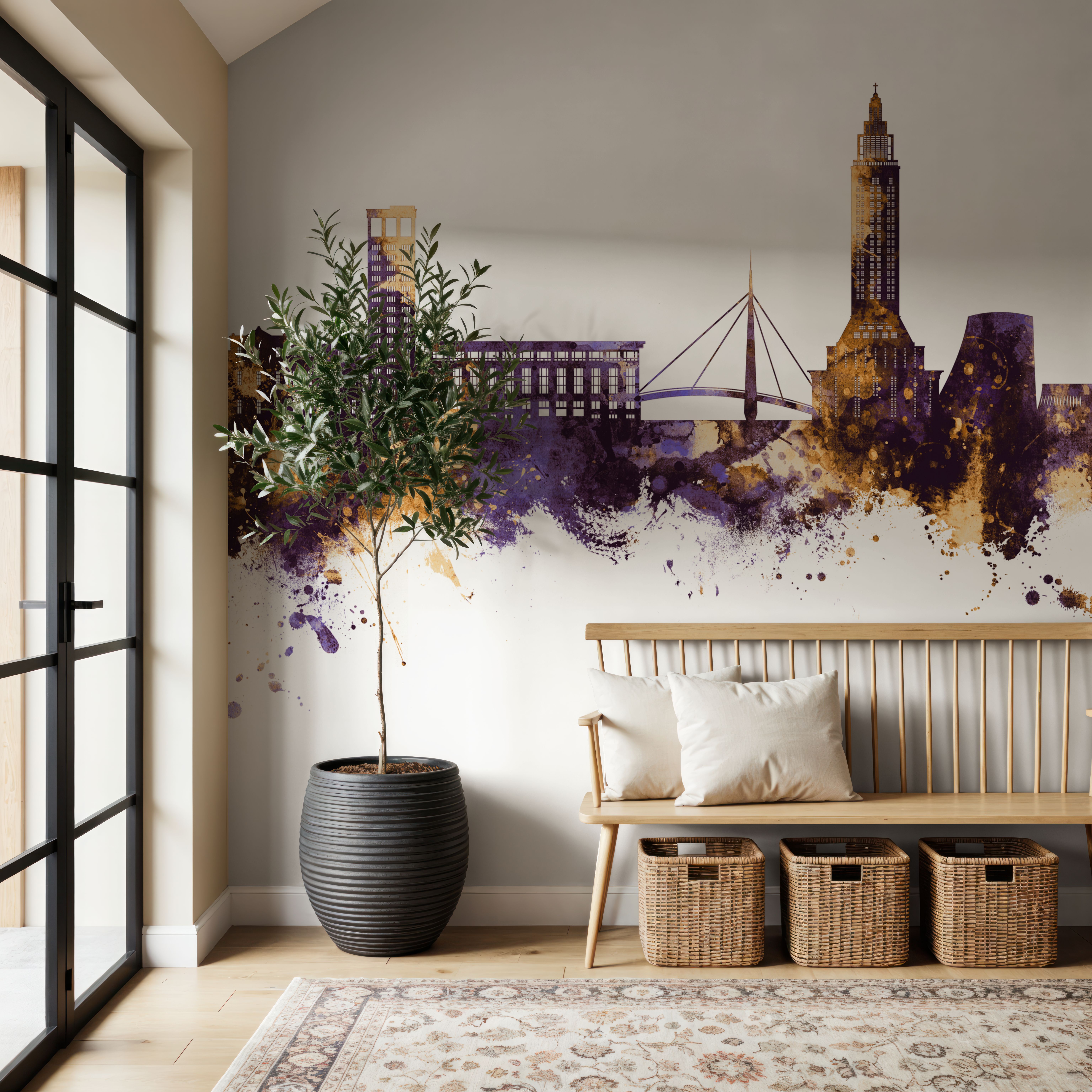 Le Havre France Skyline Purple & Gold