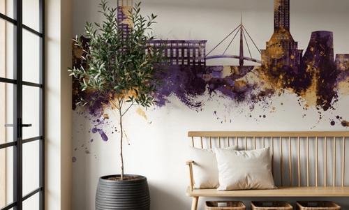 Le Havre France Skyline Purple & Gold