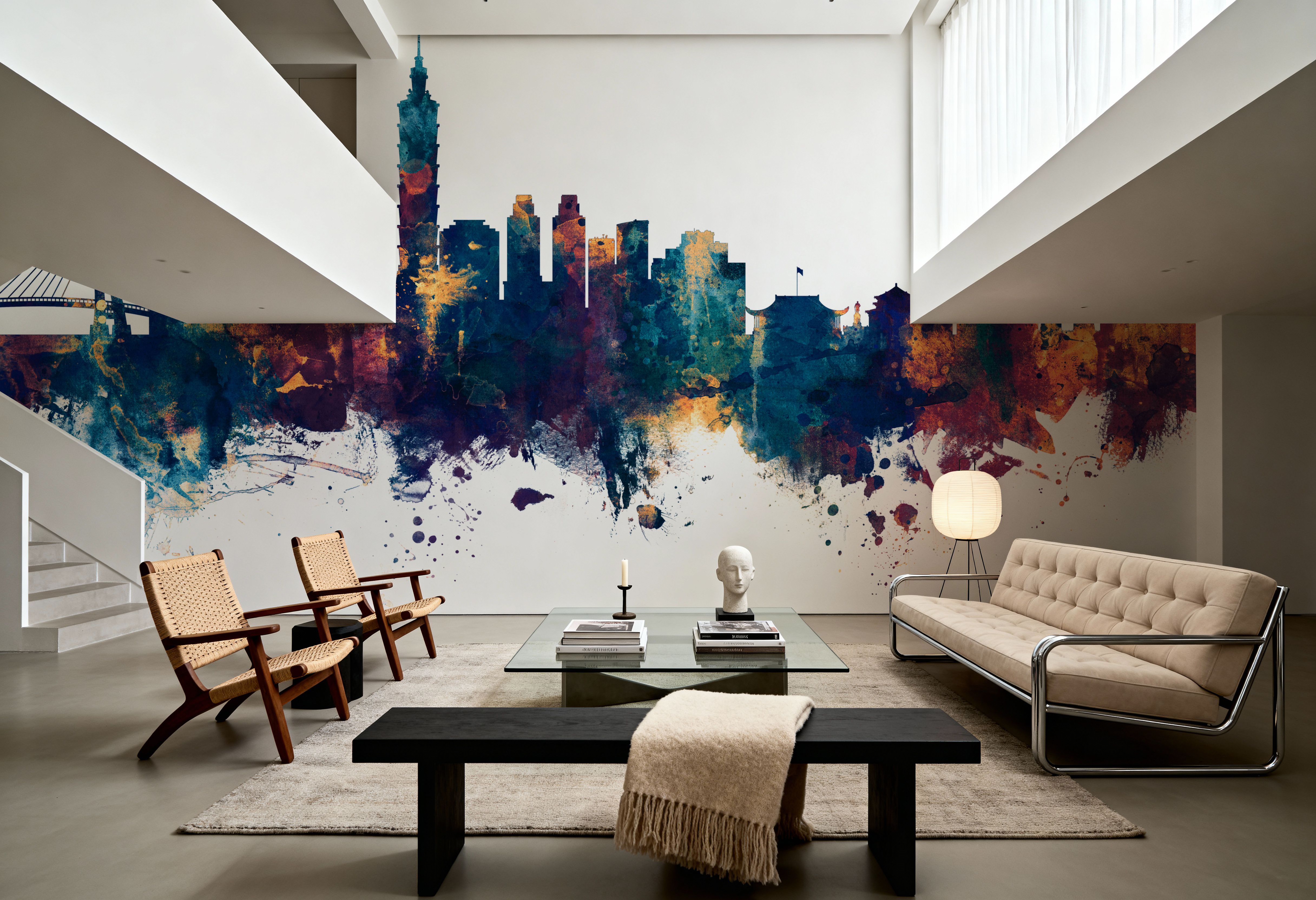 Taipei Taiwan Skyline Blue & Bronze