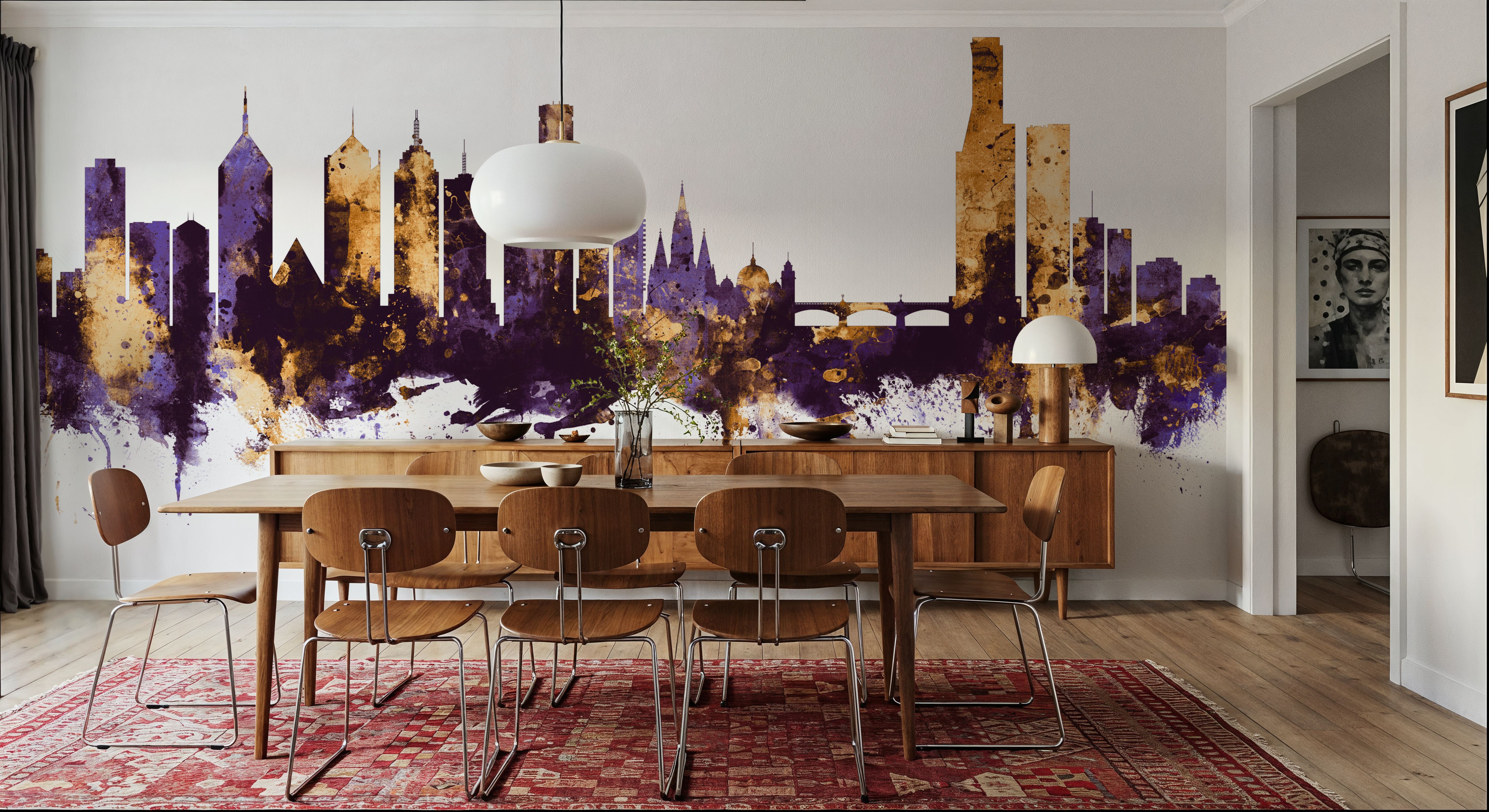 Melbourne Australia Skyline Purple & Gold