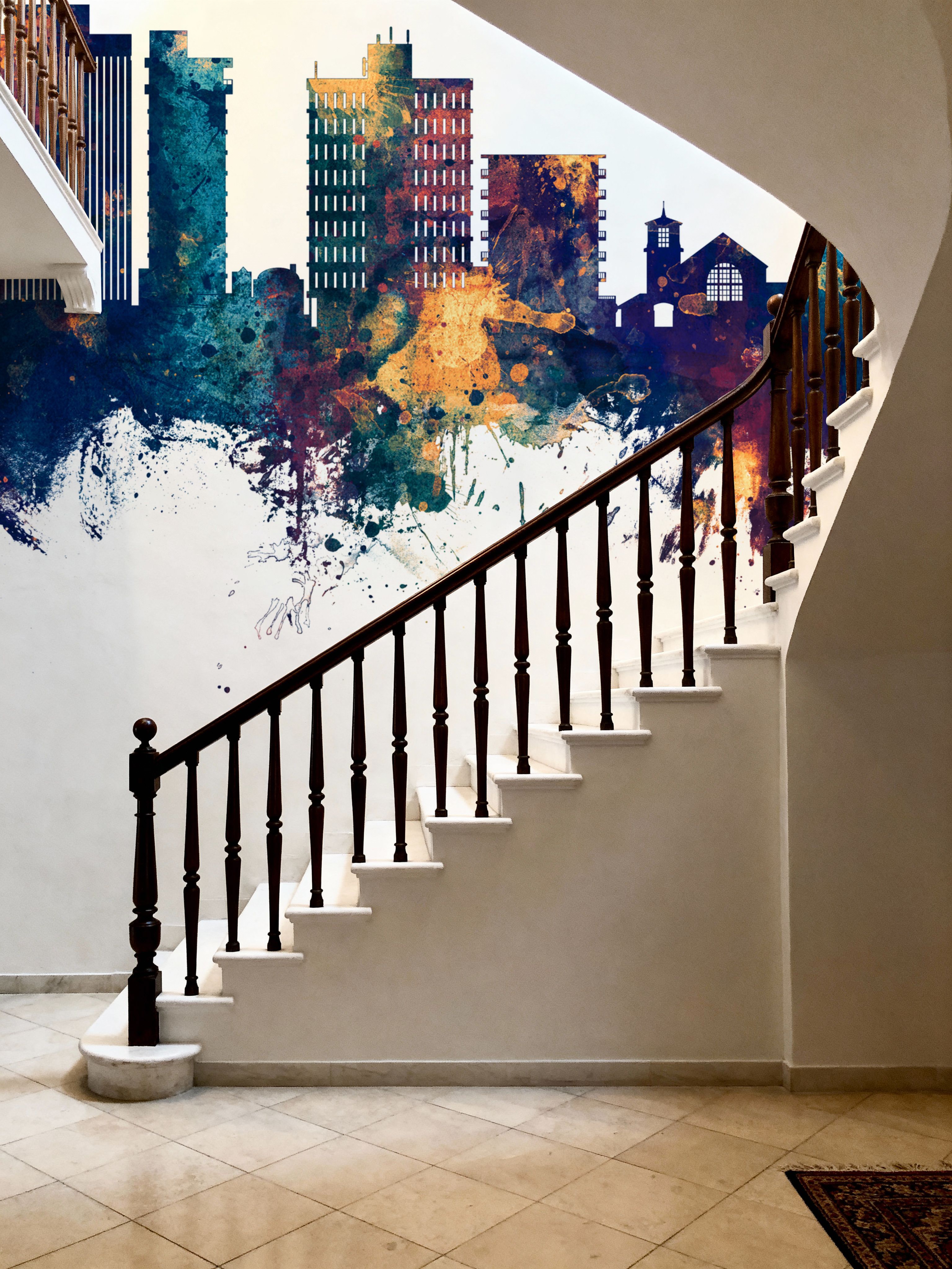 San Mateo California Skyline Blue & Bronze