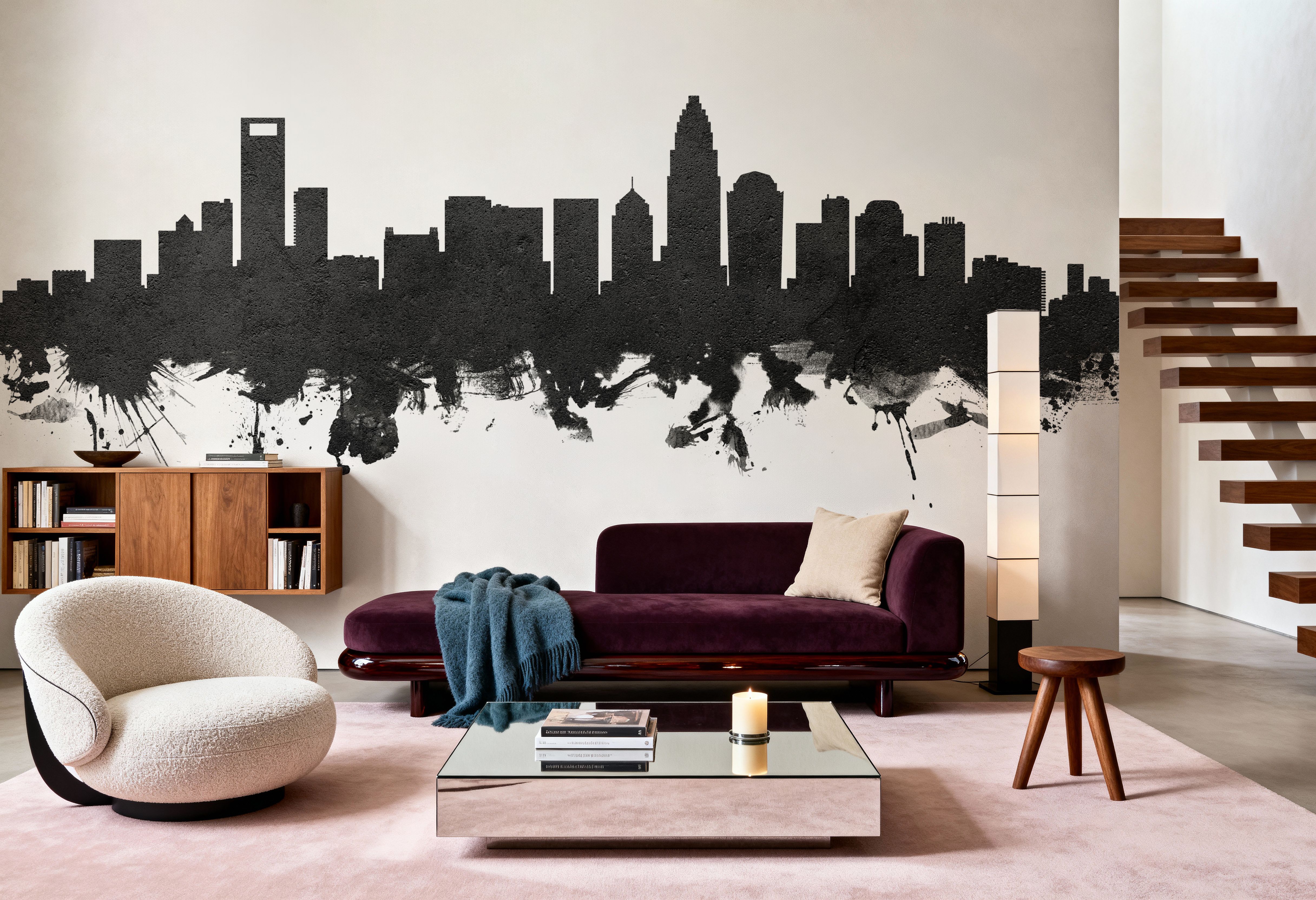 Charlotte North Carolina Skyline Black & White