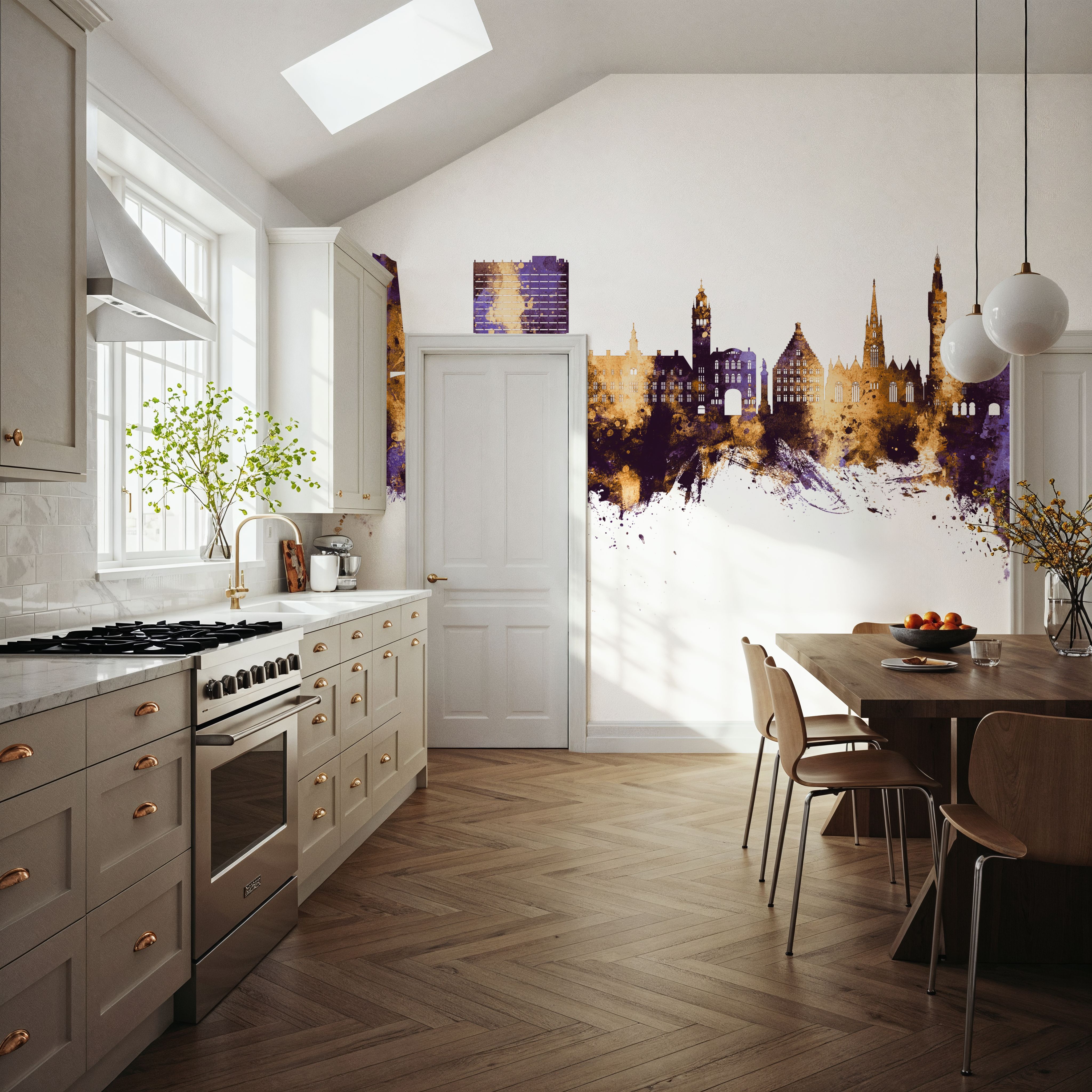 Lille France Skyline Purple & Gold