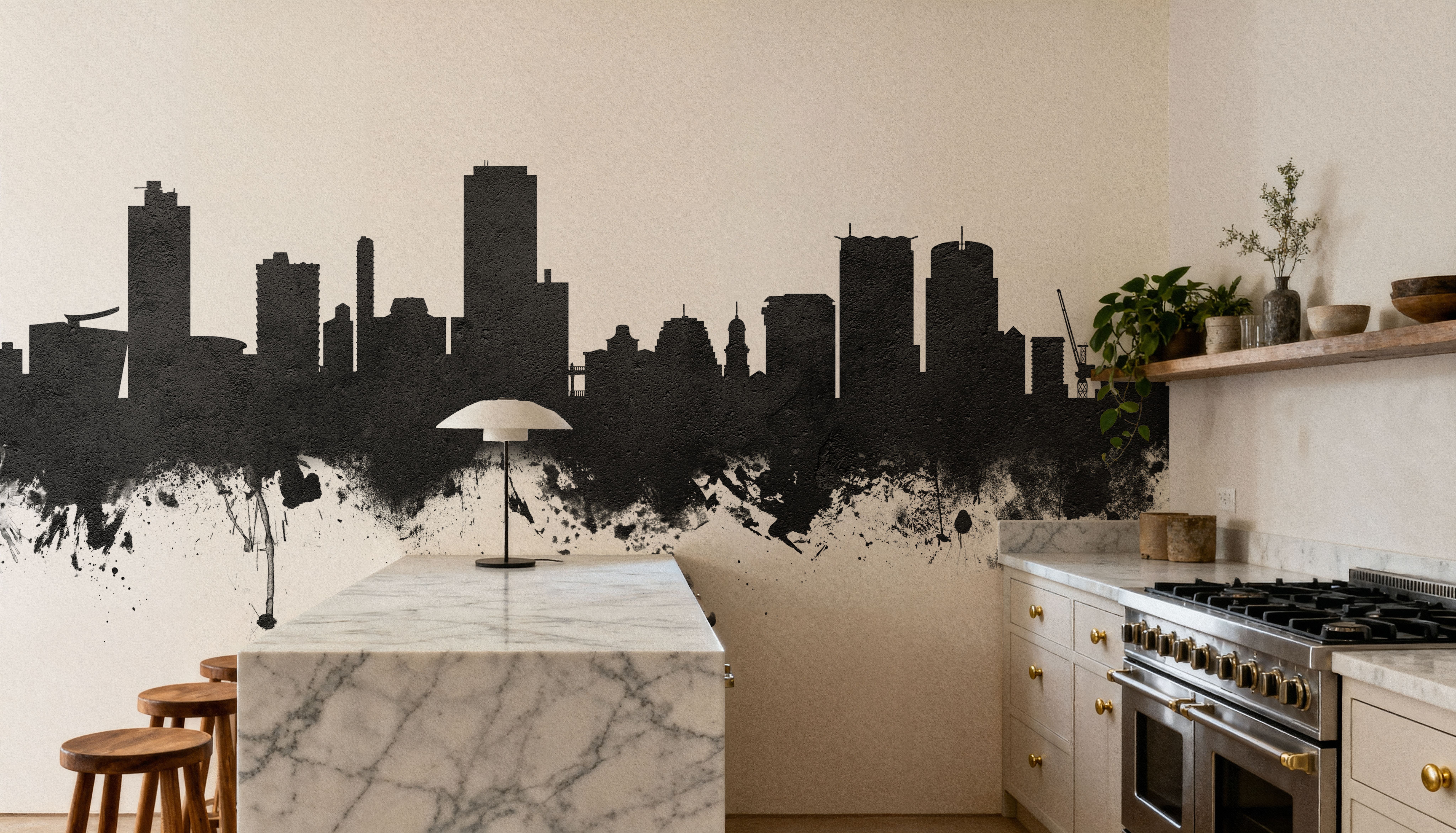 Wellington New Zealand Skyline Blck & White