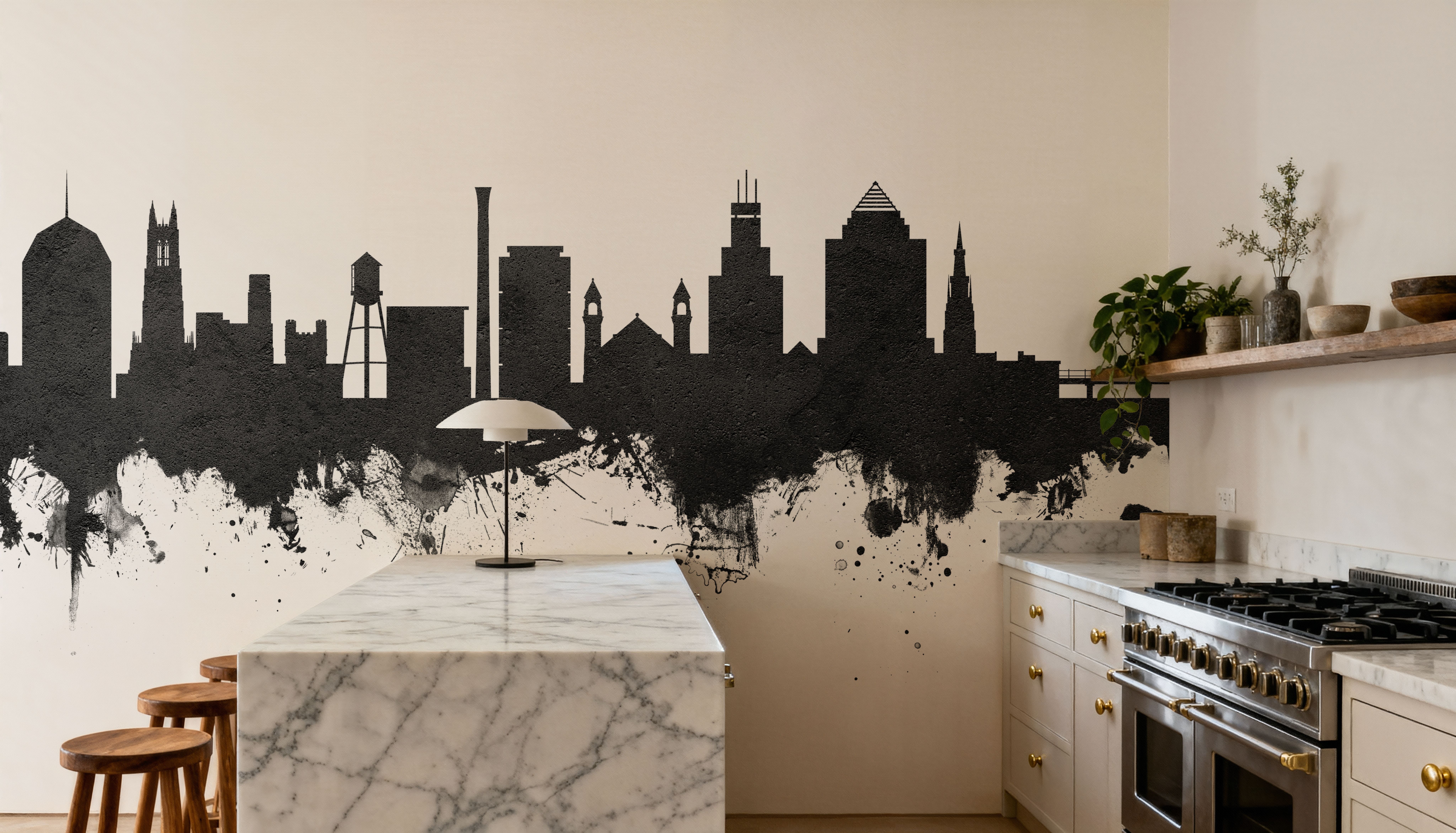 Durham North Carolina Skyline Black & White