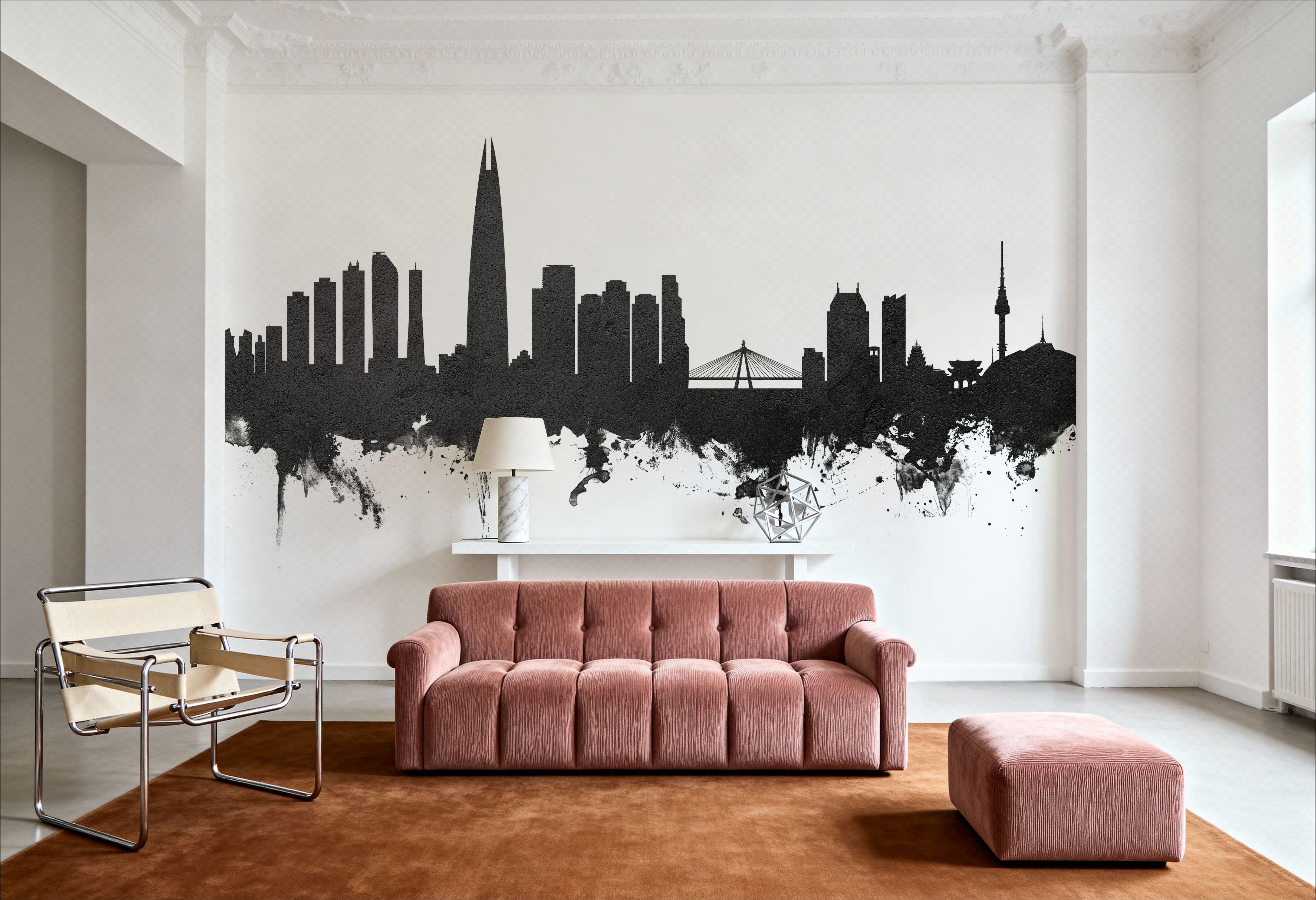 Seoul Skyline Black & White, Wallpaper