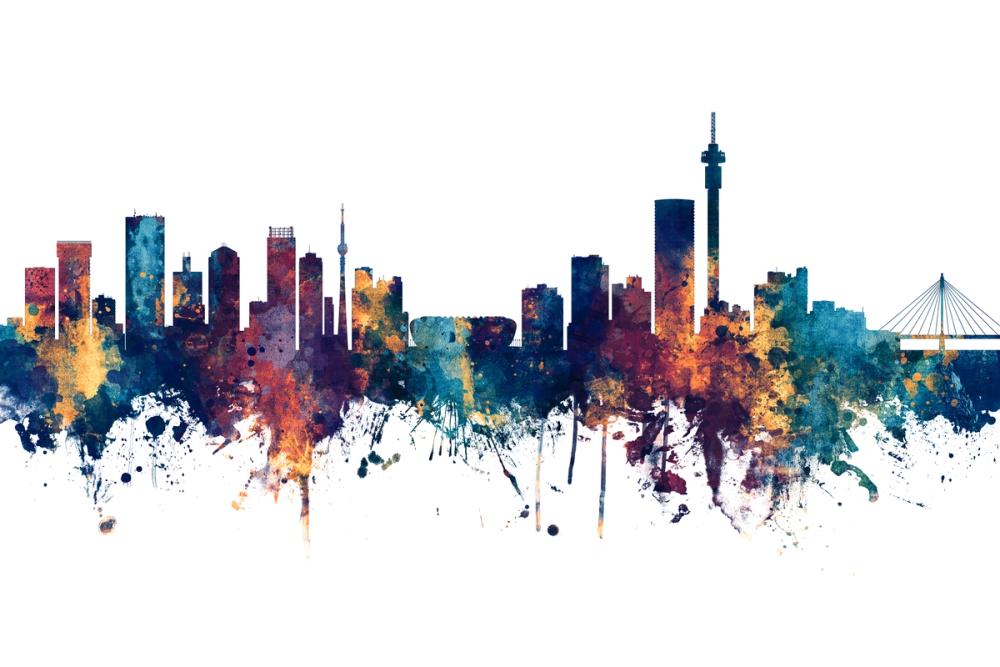 Johannesburg South Africa Skyline Blue & Bronze