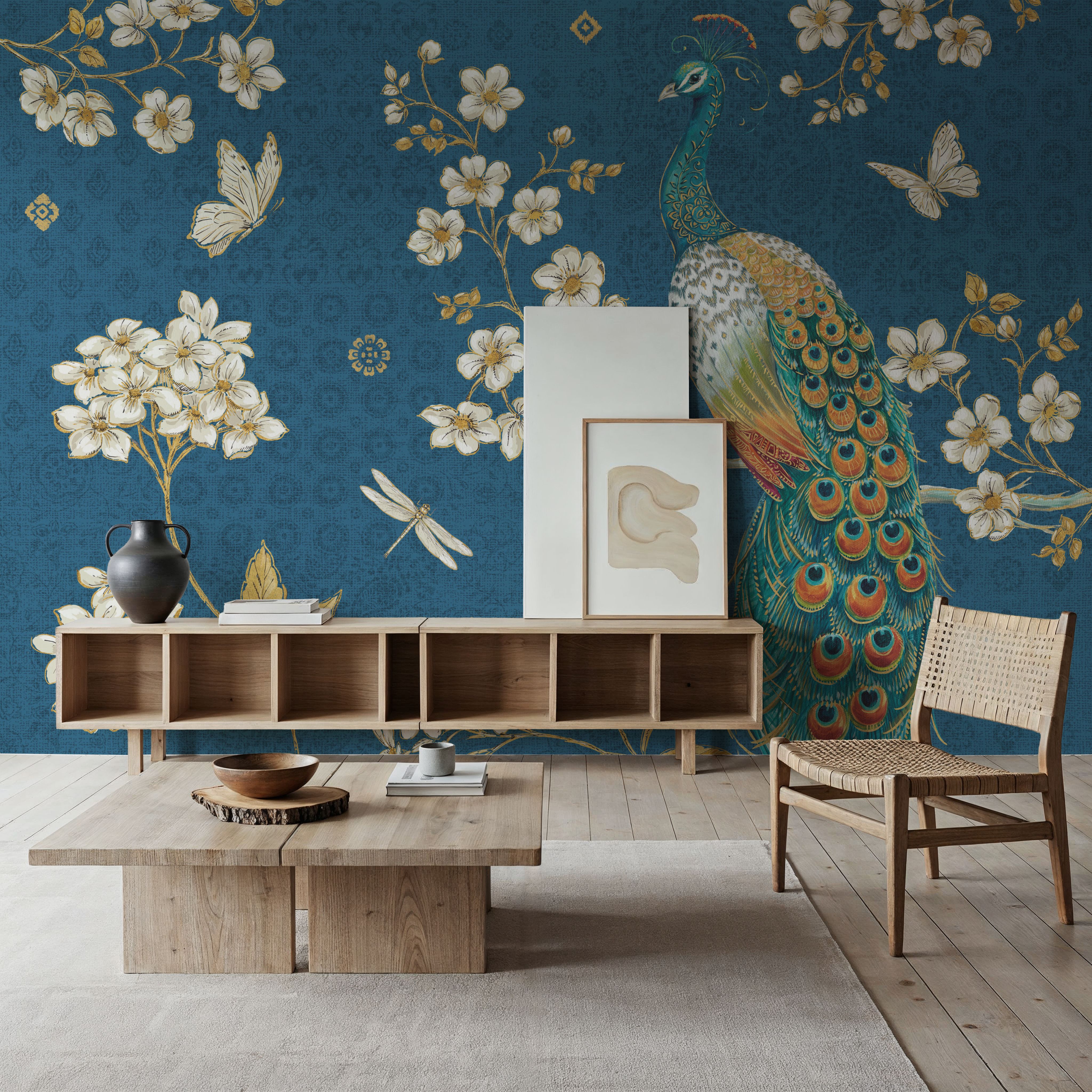 Ornate Peacock II Blue