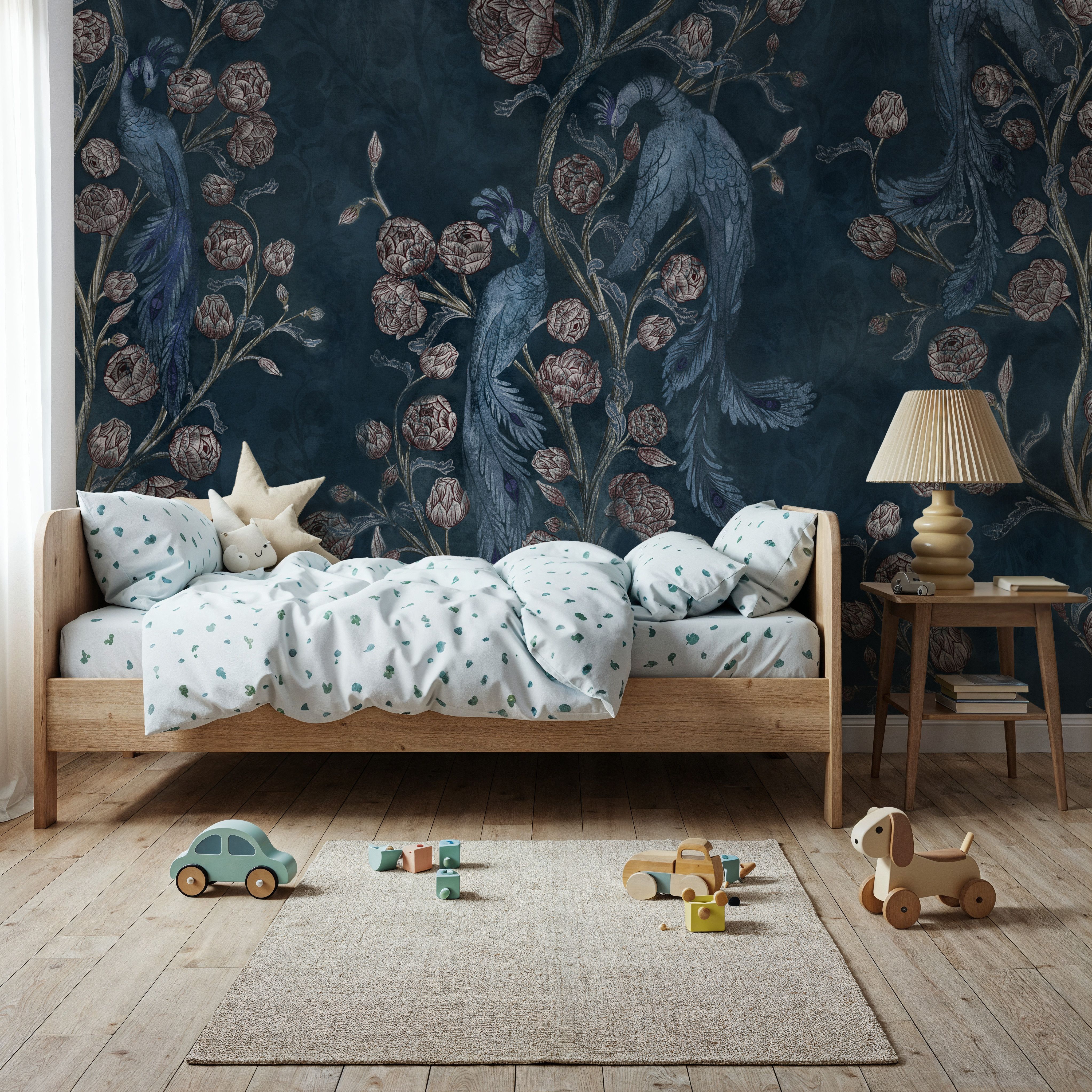 Peacock and Peony Chinoiserie Navy