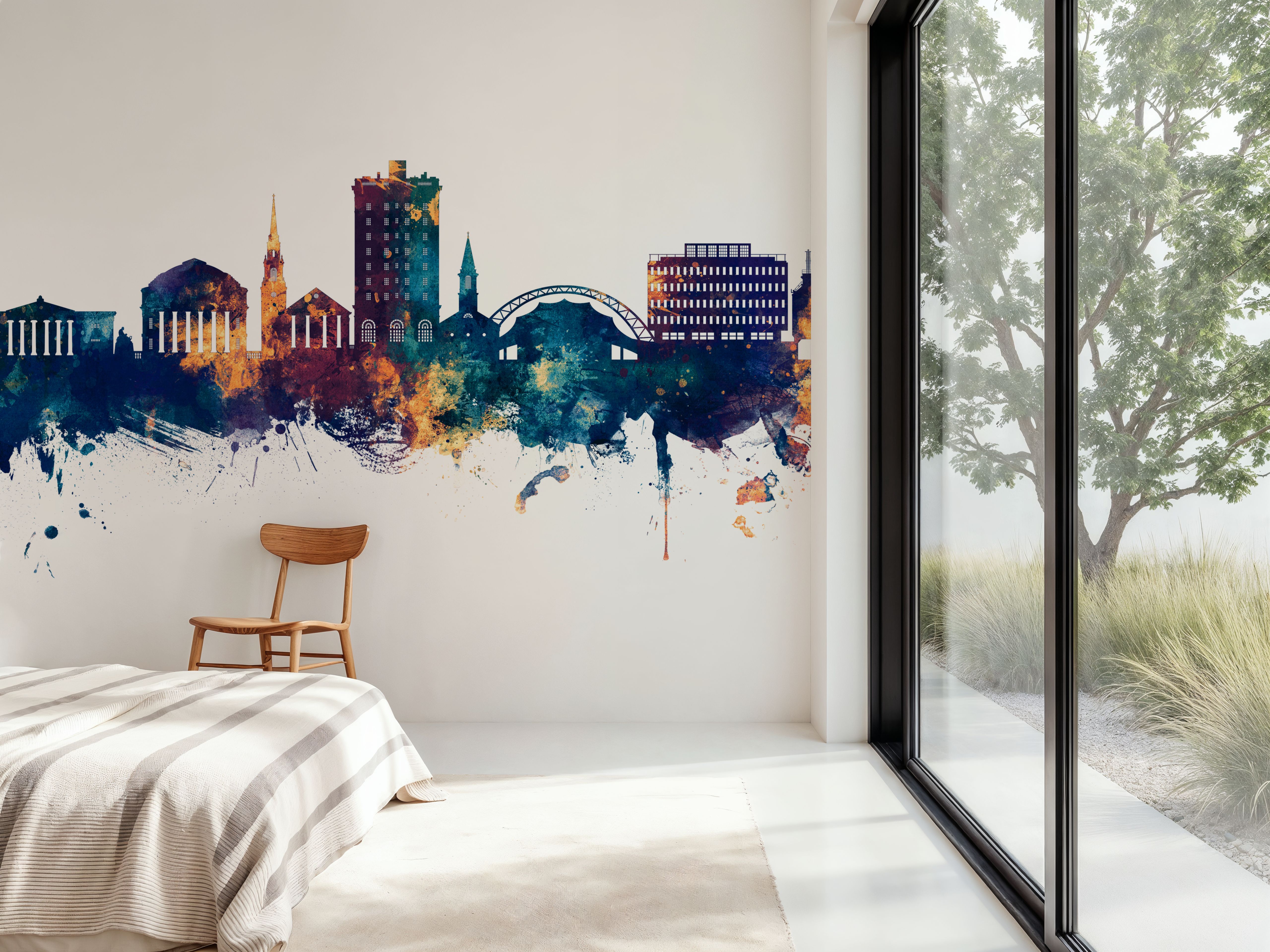 Charlottesville Virginia Skyline Blue & Bronze