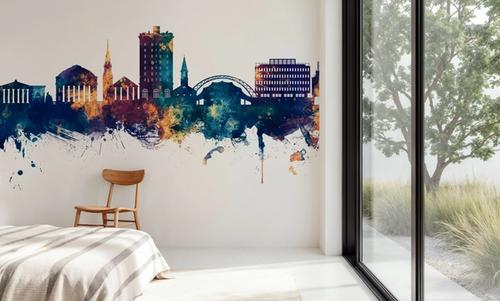 Charlottesville Virginia Skyline Blue & Bronze
