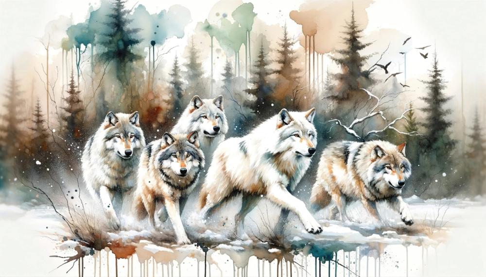 Watercolor Wolfpack