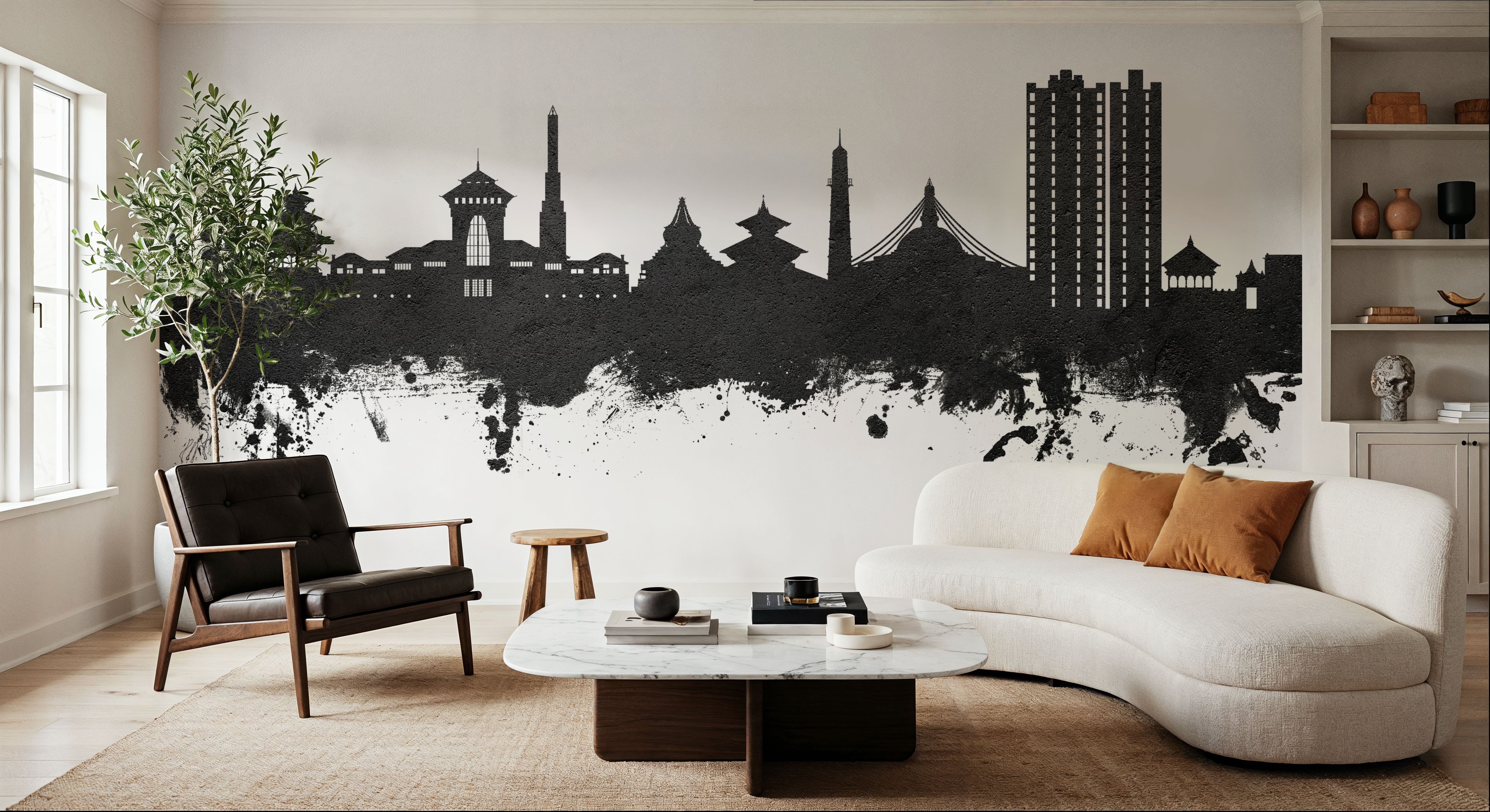 Kathmandu Nepal Skyline Black & White