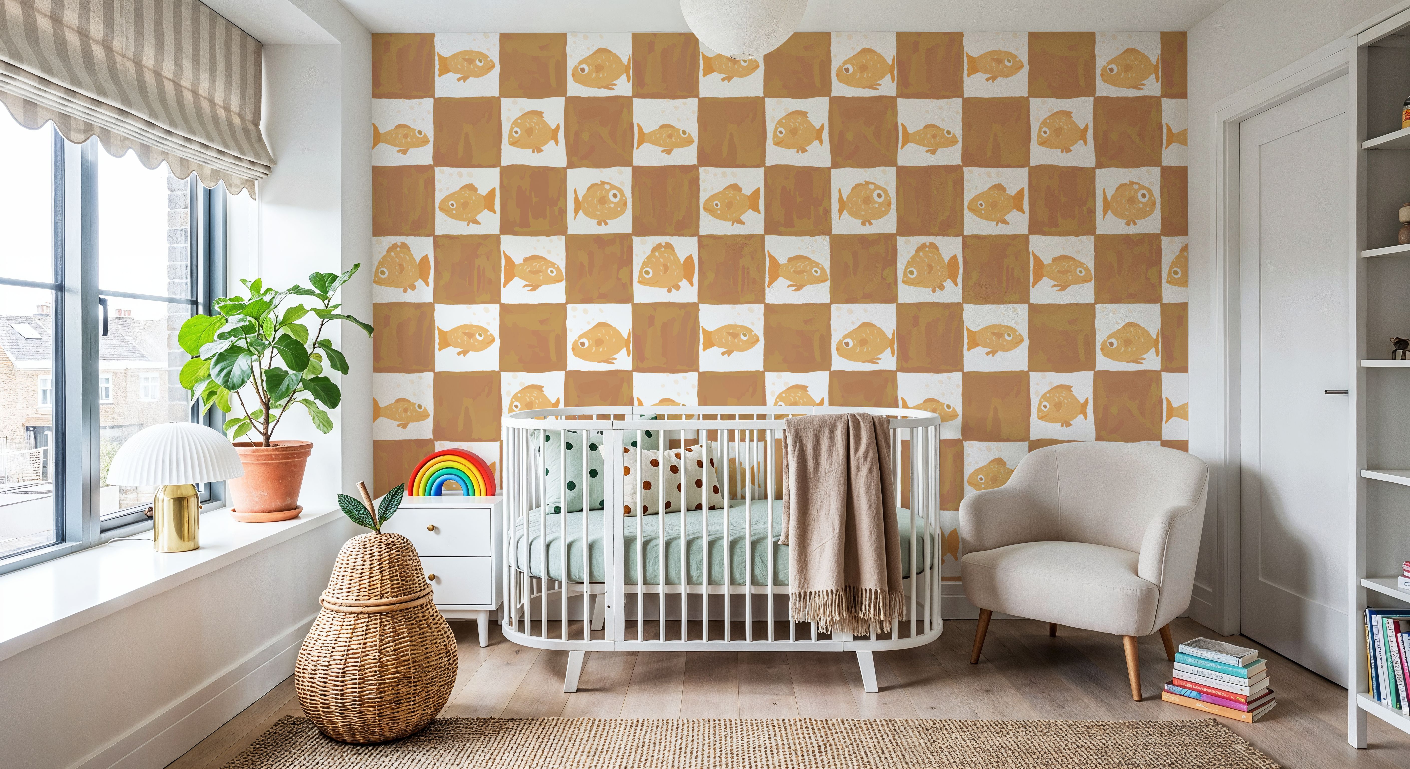 Fish Checkers, Warm Brown